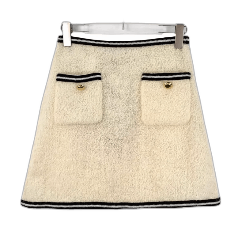 Miu Miu MiuMiu Beige Striped Wool Casual Skirt Size 38" / US 16 / IT 52 - 1 Thumbnail