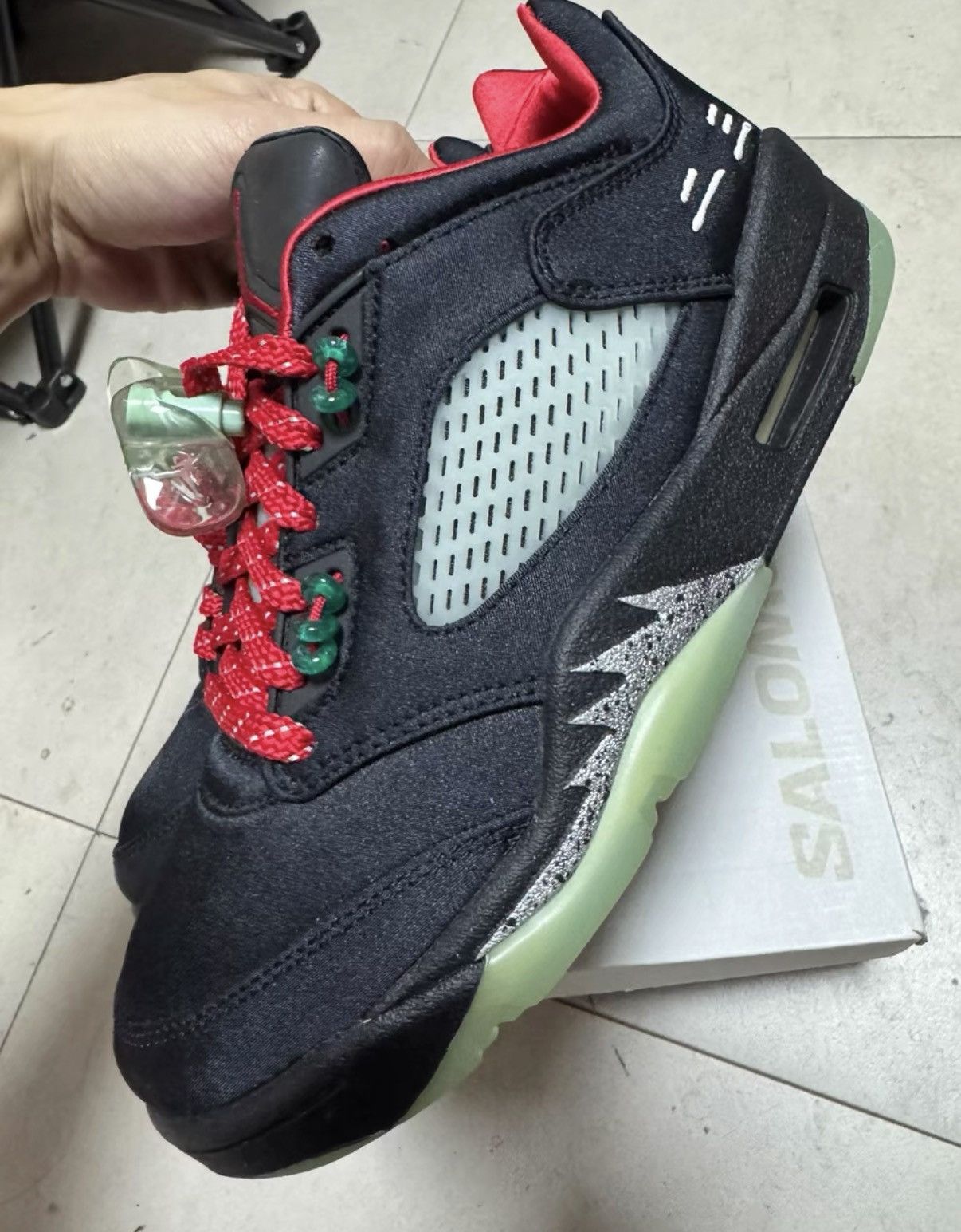 Nike CLOT x Nike Air Jordan 5 Jade, Black & Red K37 Size US 8.5 / IT 38.5 - 5 Thumbnail
