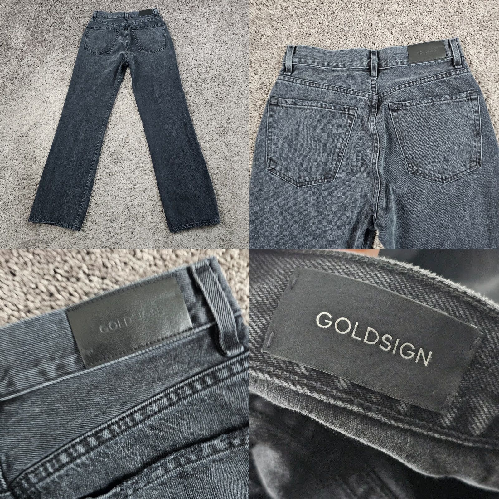 GOLDSIGN VINTAGE Goldsign Womens Jeans 26 Black Straight High Rise Cotton Denim 25x30 Size 26" / US 2 / IT 38 - 8 Thumbnail