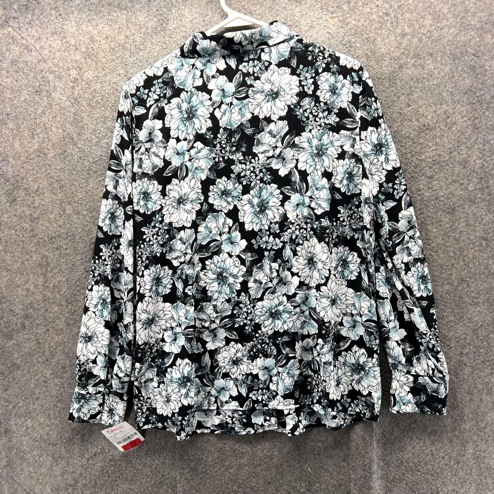 Karl Lagerfeld Karl Lagerfeld Paris Blouse Womens L Black Floral Tie Neck Long Sleeve Top Size L / US 10 / IT 46 - 2 Thumbnail