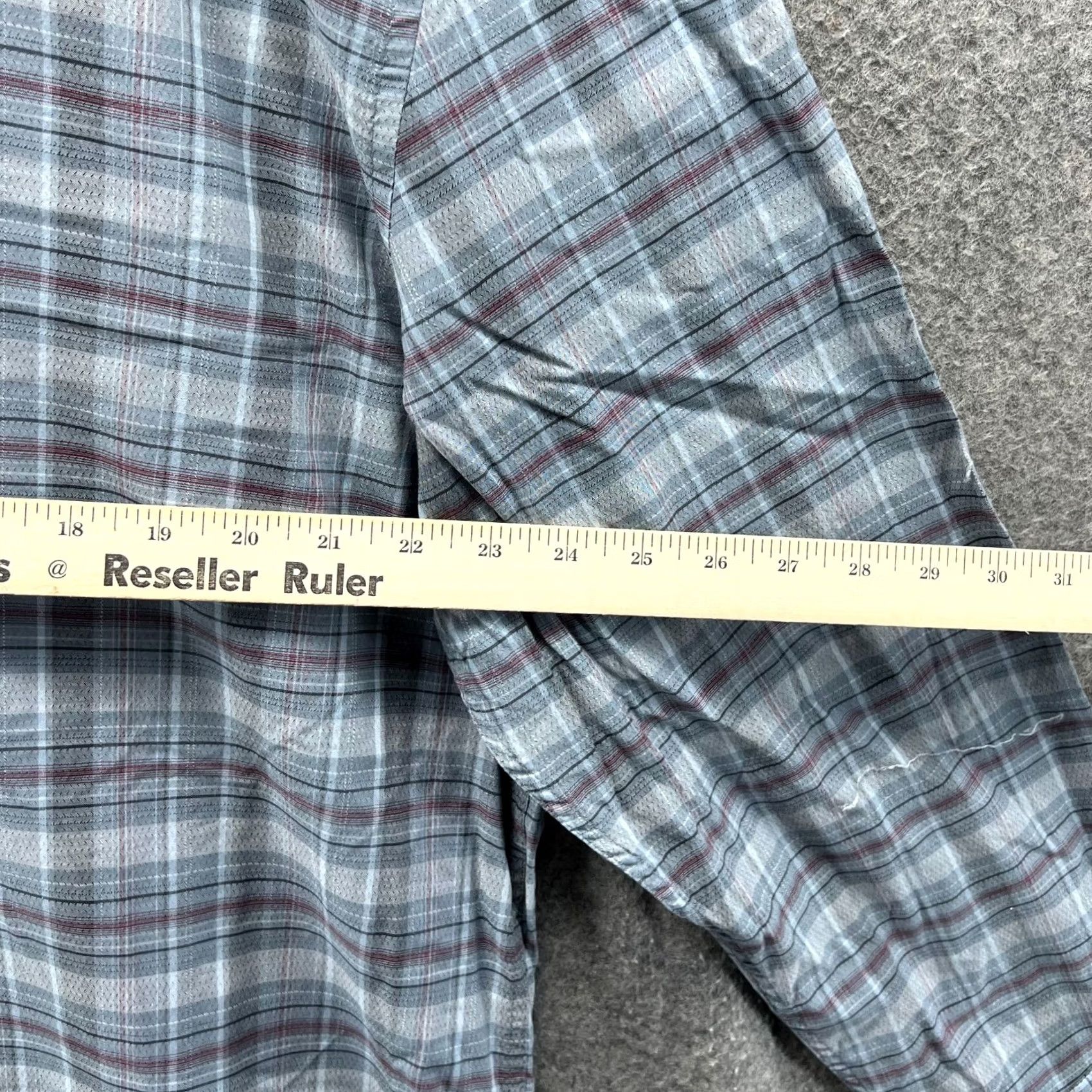 Calvin Klein Calvin Klein Dress Shirt Mens XL Button-Down Oxford Plaid Cotton Grey Blue Shirt Size 46R - 3 Thumbnail