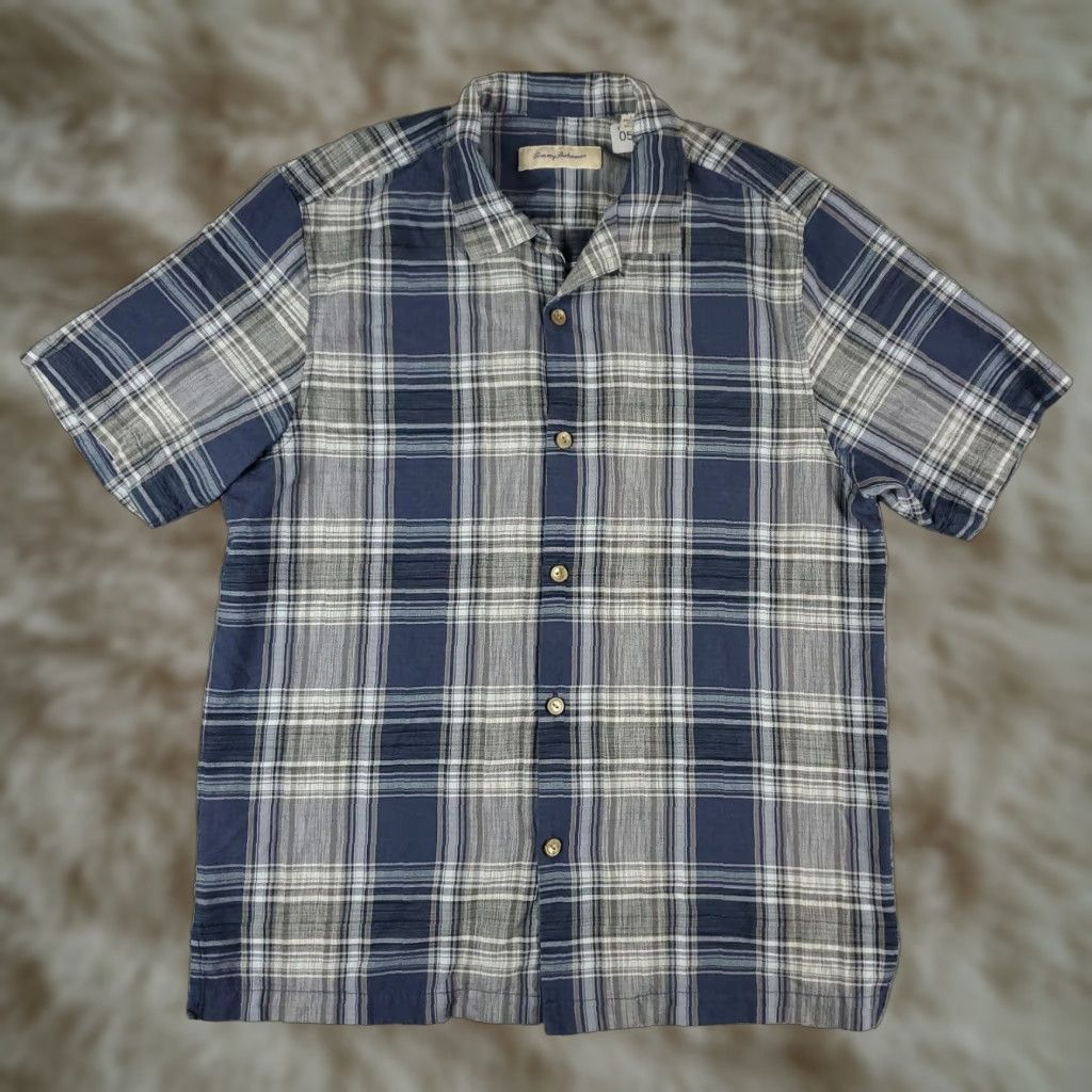 Tommy Bahama Tommy Bahama Shirt Mens Large Blue Plaid Short Sleeve Button Up Silk Cotton Size US L / EU 52-54 / 3 - 1 Thumbnail