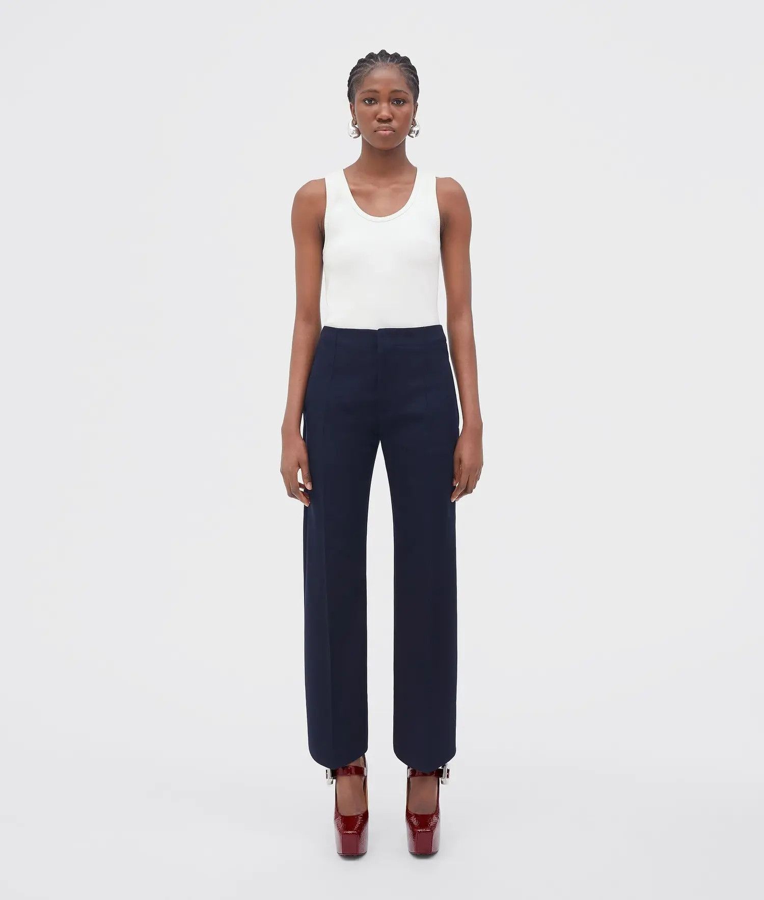Bottega Veneta o1bcso1str0725 Curved Shape Cotton Canvas Trousers in Blue Size 30" / US 8 / IT 44 - 1 Thumbnail