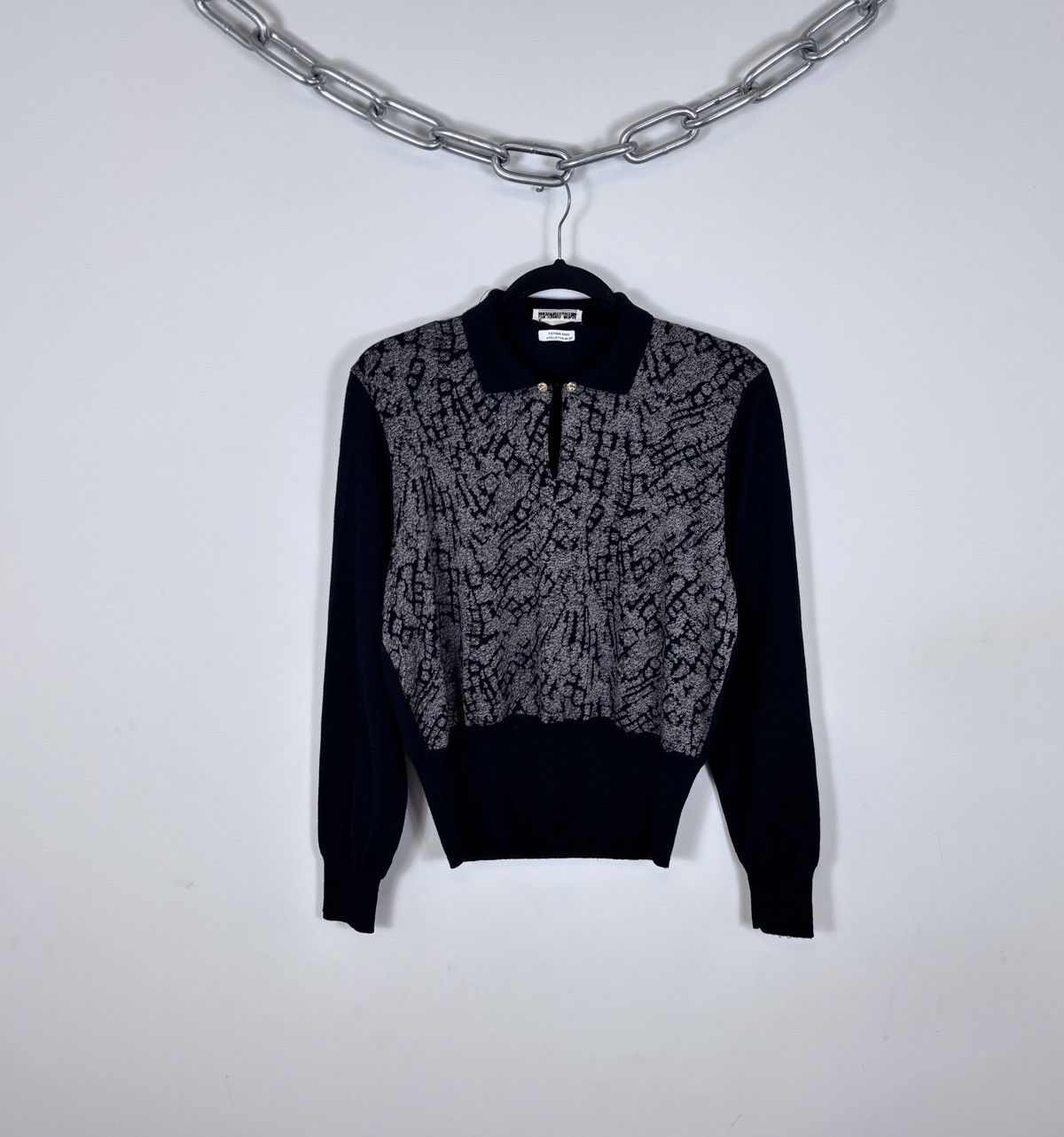 Davide Cenci Vintage Davide Cenci Women’s Black Wool Knit Sweater Size L / US 10 / IT 46 - 1 Thumbnail