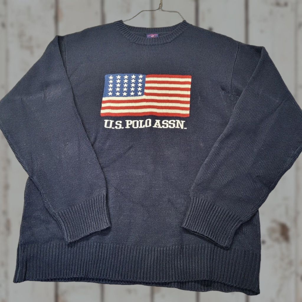 Vintage US Polo Assn Sweater Mens L Navy Blue American Flag EUC Patriotic Holidays Y2k Size US L / EU 52-54 / 3 - 1 Thumbnail