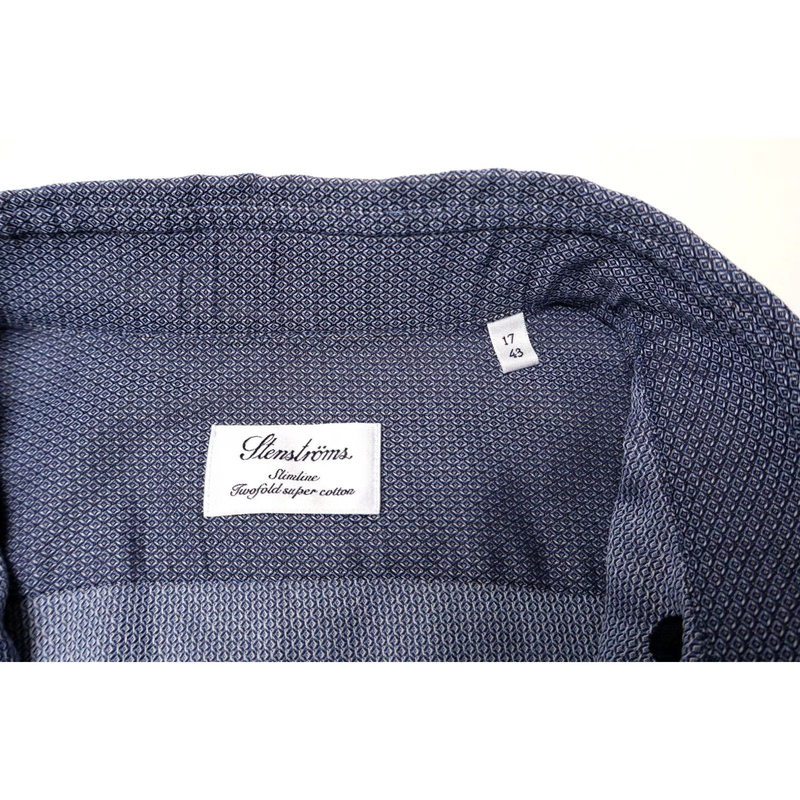 Vintage STENSTROMS Slimline Shirt Men's Blue Patterned 17/43 Cotton Size US XL / EU 56 / 4 - 7 Thumbnail