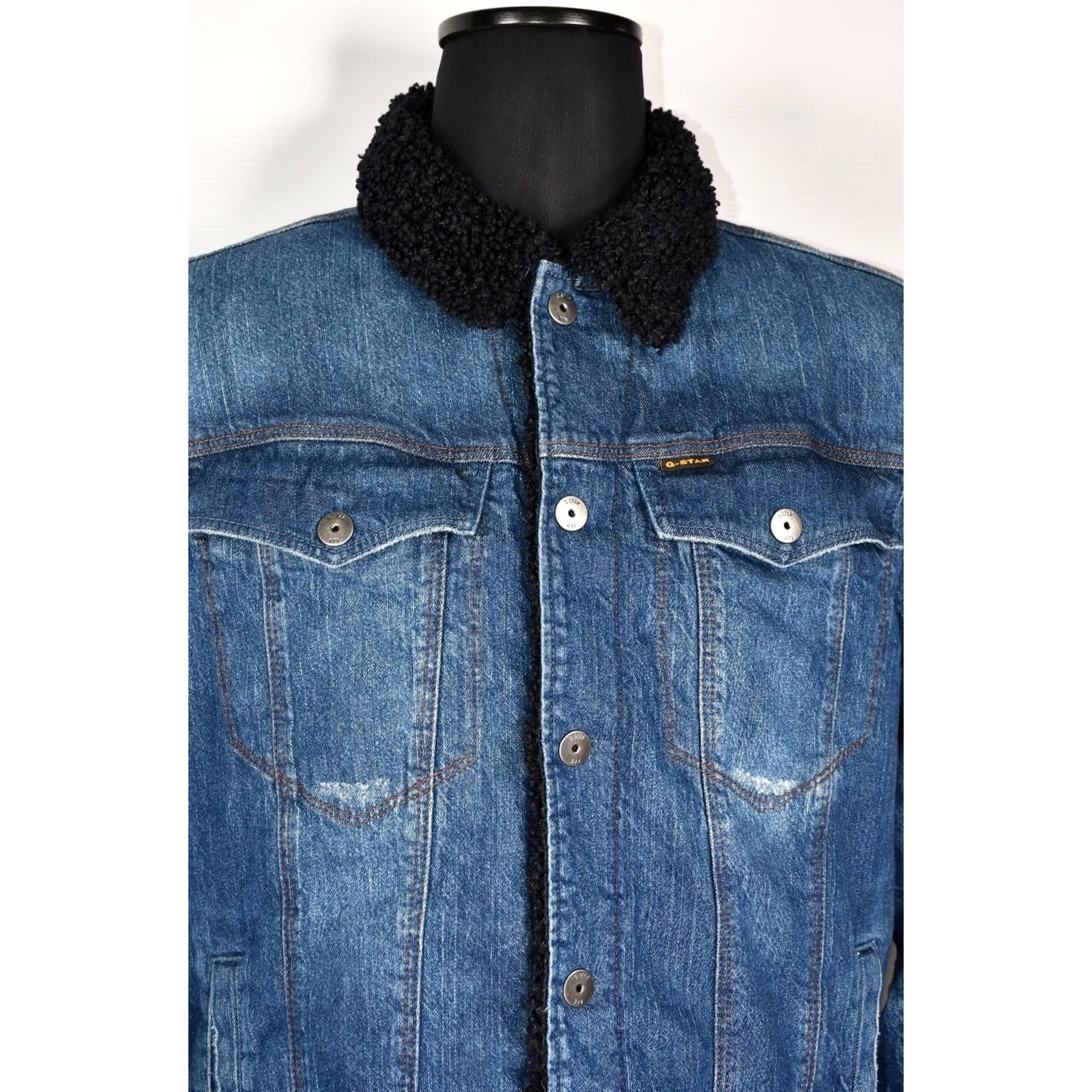 G-Star G-Star RAW 3301 Slim Sherpa Jacket Sato Stretch Denim 2XL Mens Blue Jacket Size US XXL / EU 58 / 5 - 4 Thumbnail