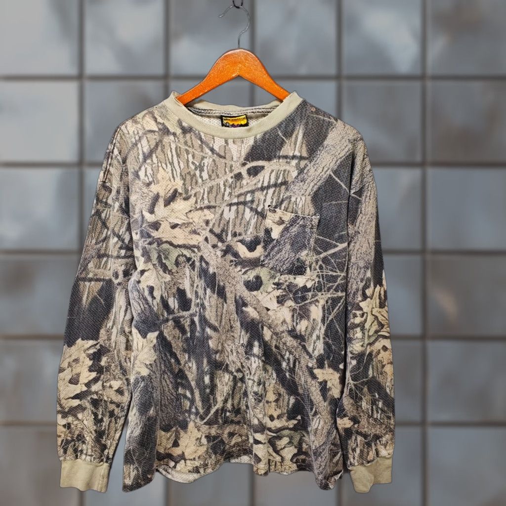 Realtree VINTAGE Realtree Long Sleeve Shirt XL Camouflage Knit Cotton 90s Thermal Pockets Mens Shirt Size US XL / EU 56 / 4 - 1 Thumbnail