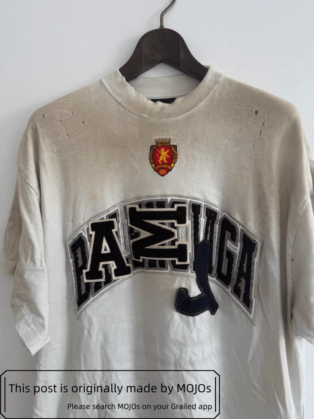 Balenciaga Sz 1 Heavy Distressed Logo Letters Patch Tee mojos210 Size US S / EU 44-46 / 1 - 2 Thumbnail