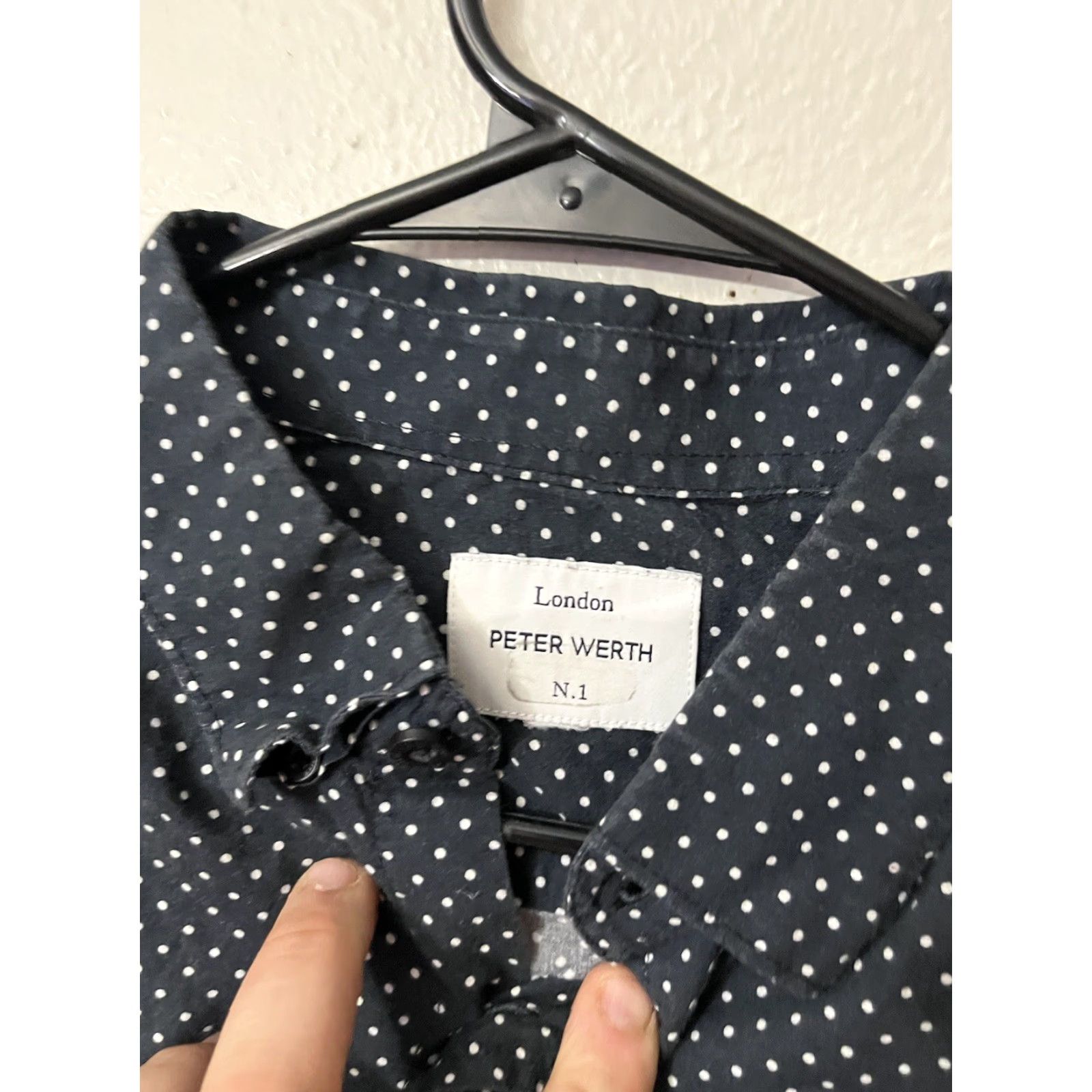 Vintage Peter Werth London Mens Black Button Up Shirt Sz S Polka Dots Geometric Shirt Size US S / EU 44-46 / 1 - 2 Thumbnail