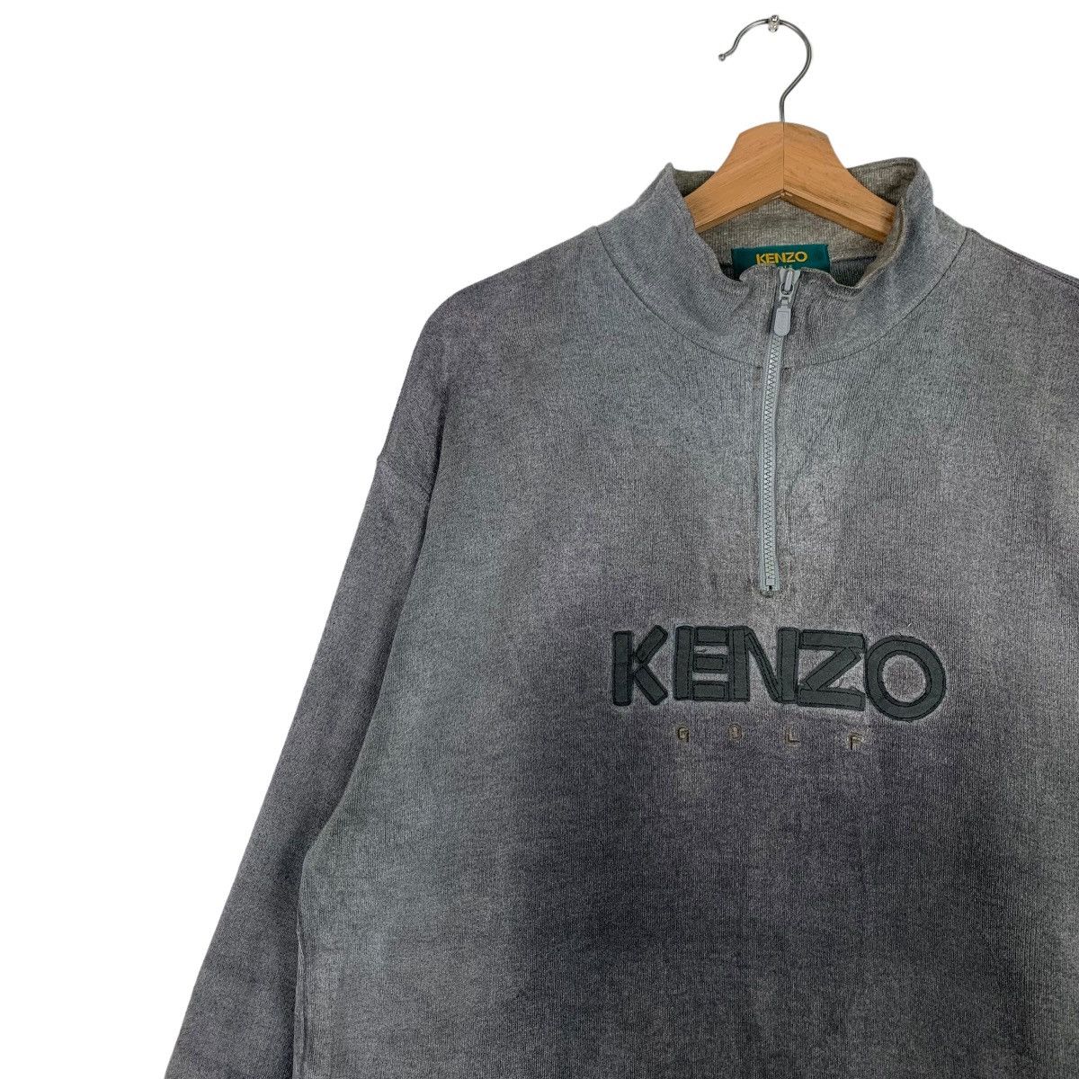 Kenzo Trashed KENZO Embroidery Big Logo Half Zip Sweater #0410-C19 Size US M / EU 48-50 / 2 - 6 Thumbnail
