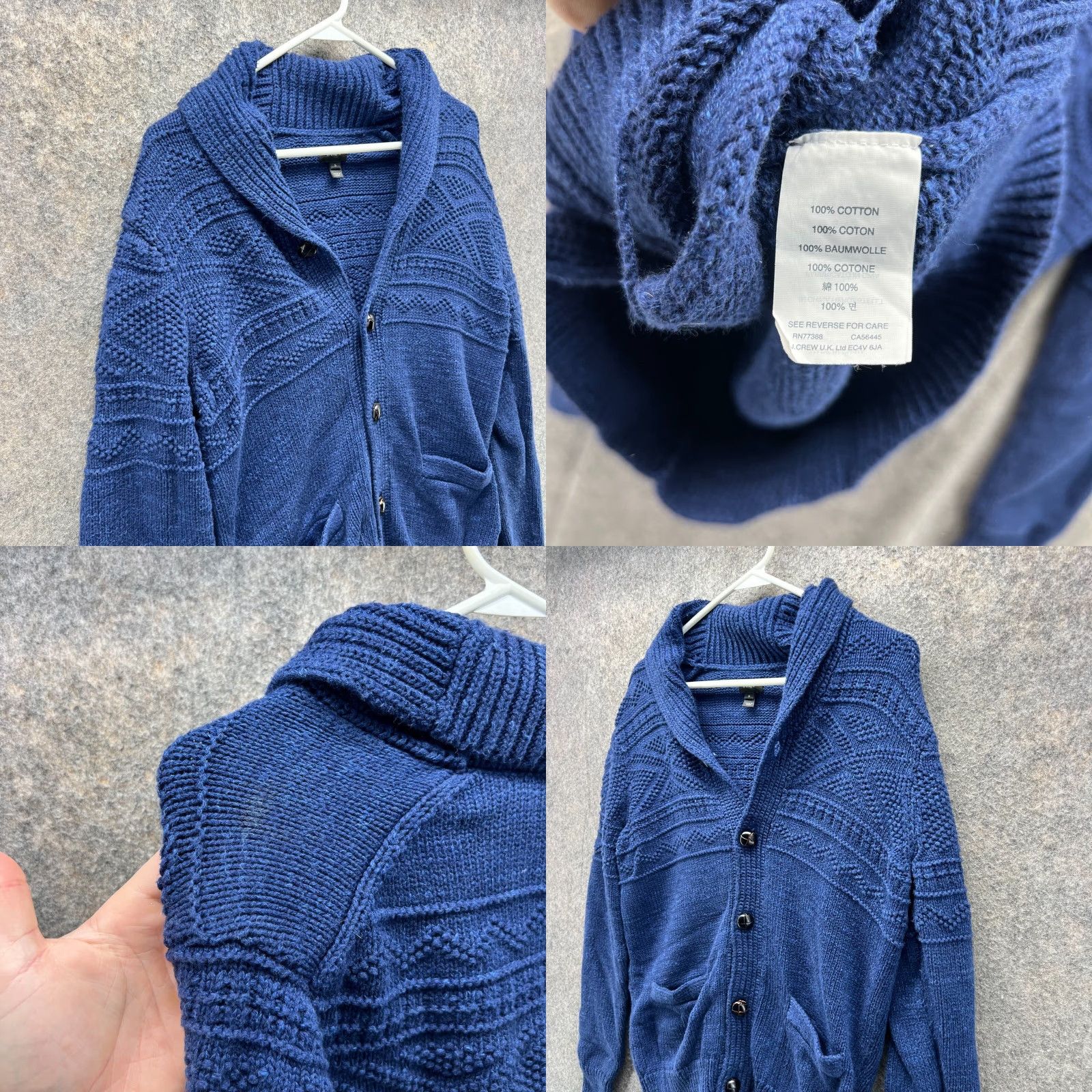 J.Crew J.CREW Cardigan Sweater Men Small Blue Pockets Cable Knit Aztec Shawl Button Vintage: No Size US S / EU 44-46 / 1 - 8 Thumbnail
