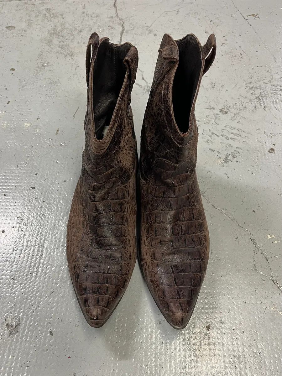 Just Cavalli AW2008 Cavalli Brown Leather Crocodile Embossed Boots Size US 10 / EU 43 - 4 Thumbnail
