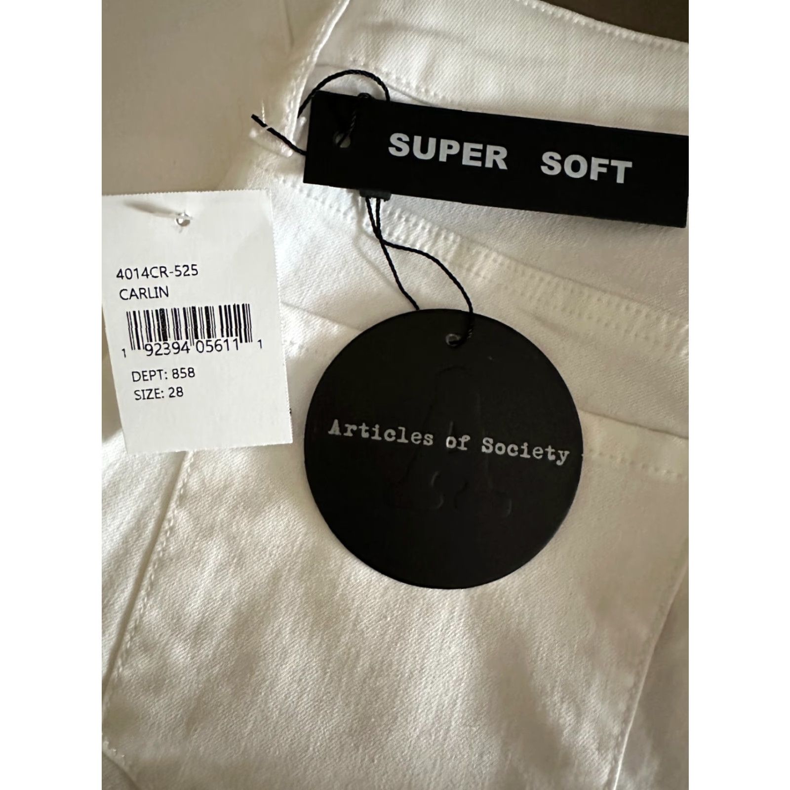 Vintage Articles Of Society Cropped Jeans Shirt Womens 28 White Slim 5-Pocket Denim High Rise NWT Size 28" / US 6 / IT 42 - 3 Thumbnail