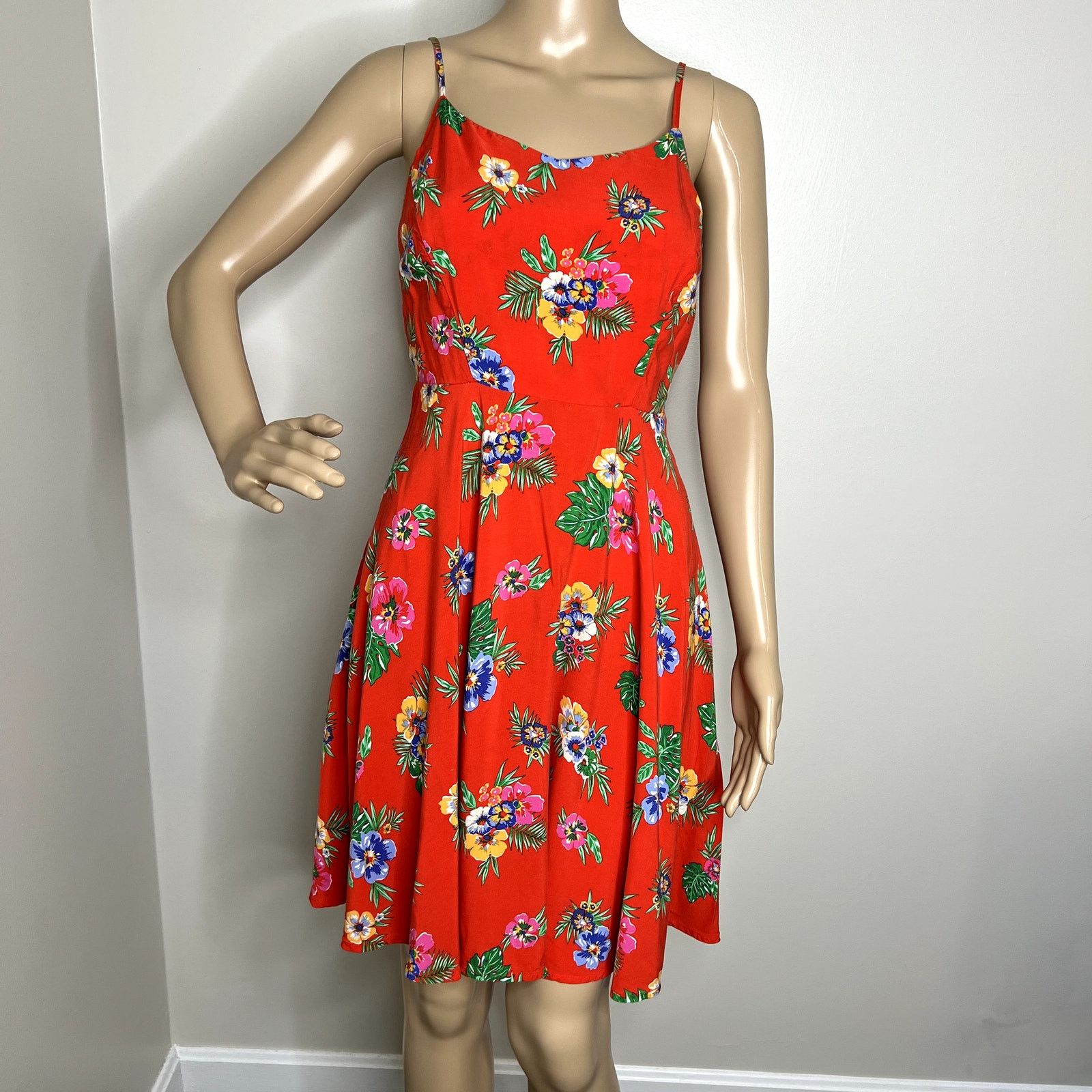 Old Navy Old Navy Orange Floral Sun Dress Size S / US 4 / IT 40 - 10 Thumbnail