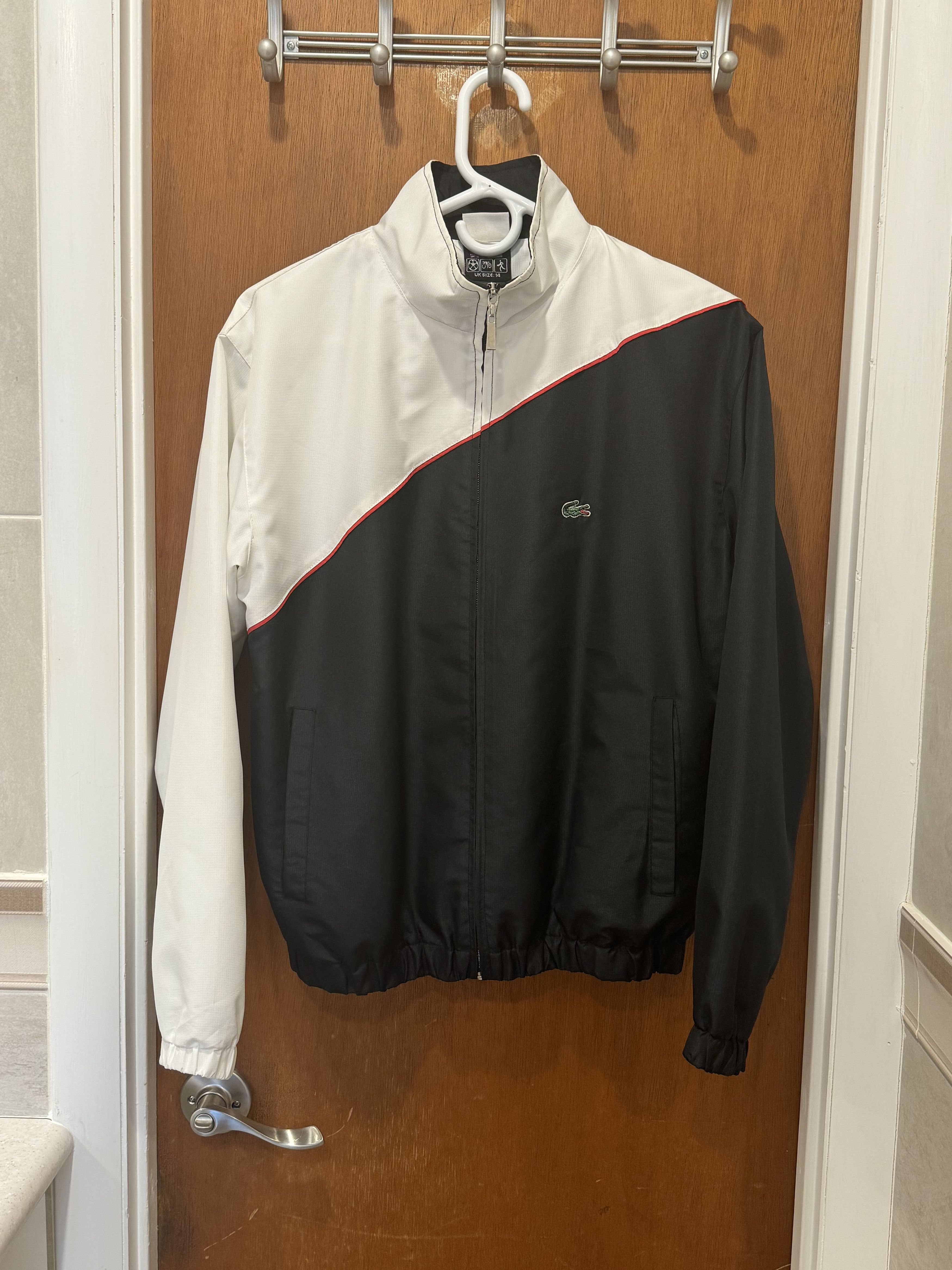 Image of Vintage Lacoste Split Ying-Yang Track Jacket in Black/White, Men's (Size Small)