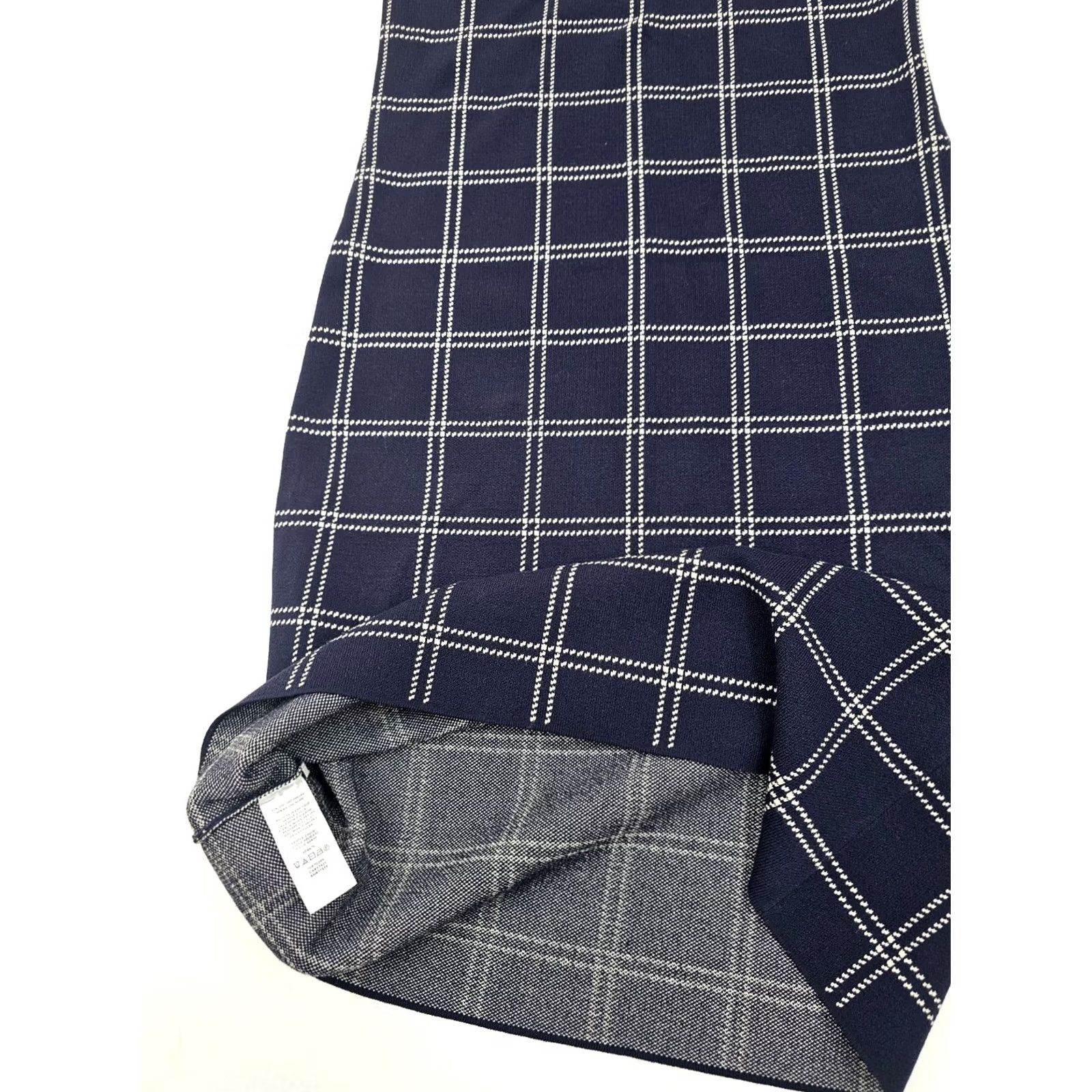 Ann Taylor Ann Taylor Ponte Mock Neck Sheath Midi Dress Navy Blue Windowpane Women Size S Size S / US 4 / IT 40 - 3 Thumbnail