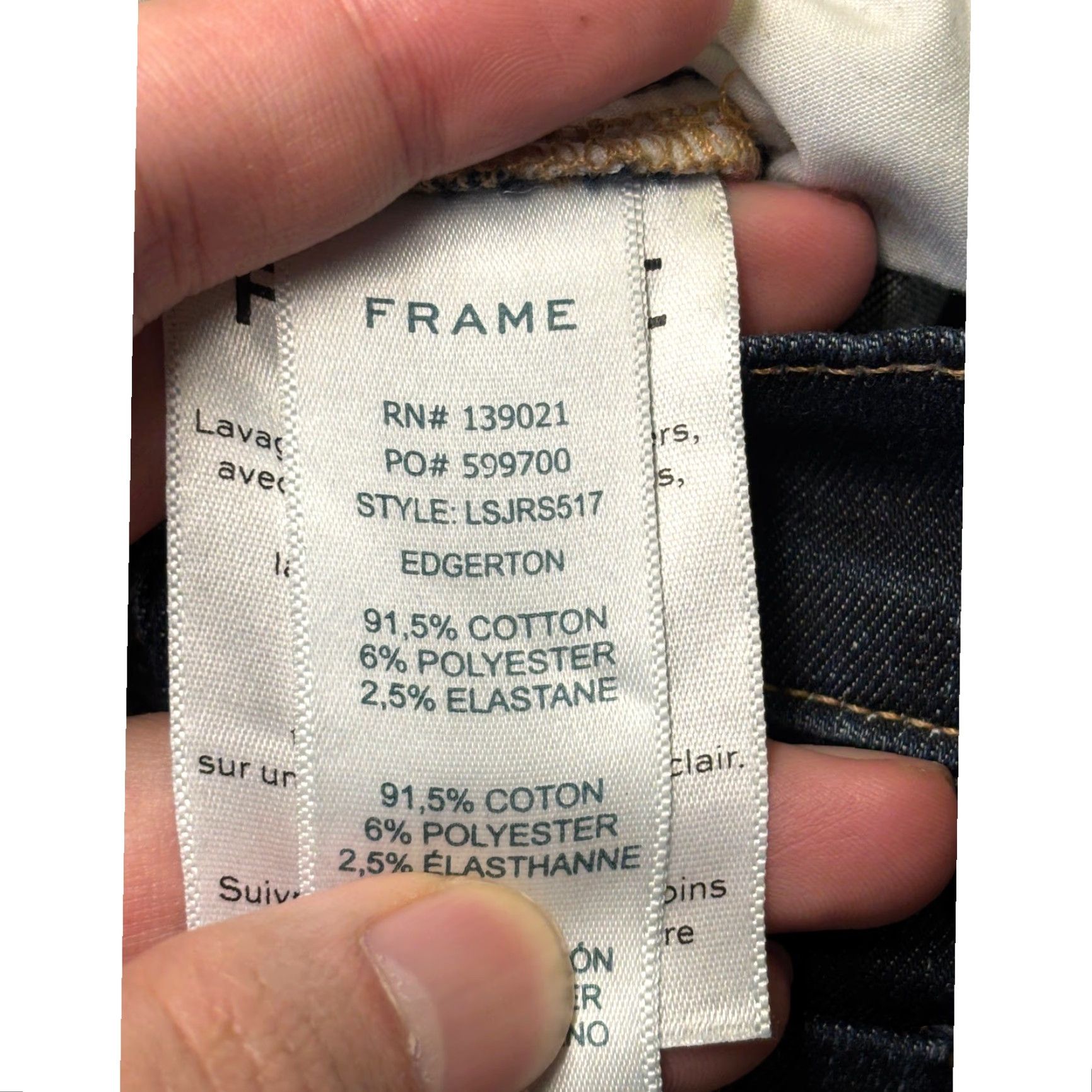 Frame FRAME Le Skinny de Jeanne Edgerton Dark Wash Jeans 25X28 Women Regular 5-Pocket Denim Slim Stretch Distressed Button Zip Blue Size 42" / US 20 - 7 Thumbnail