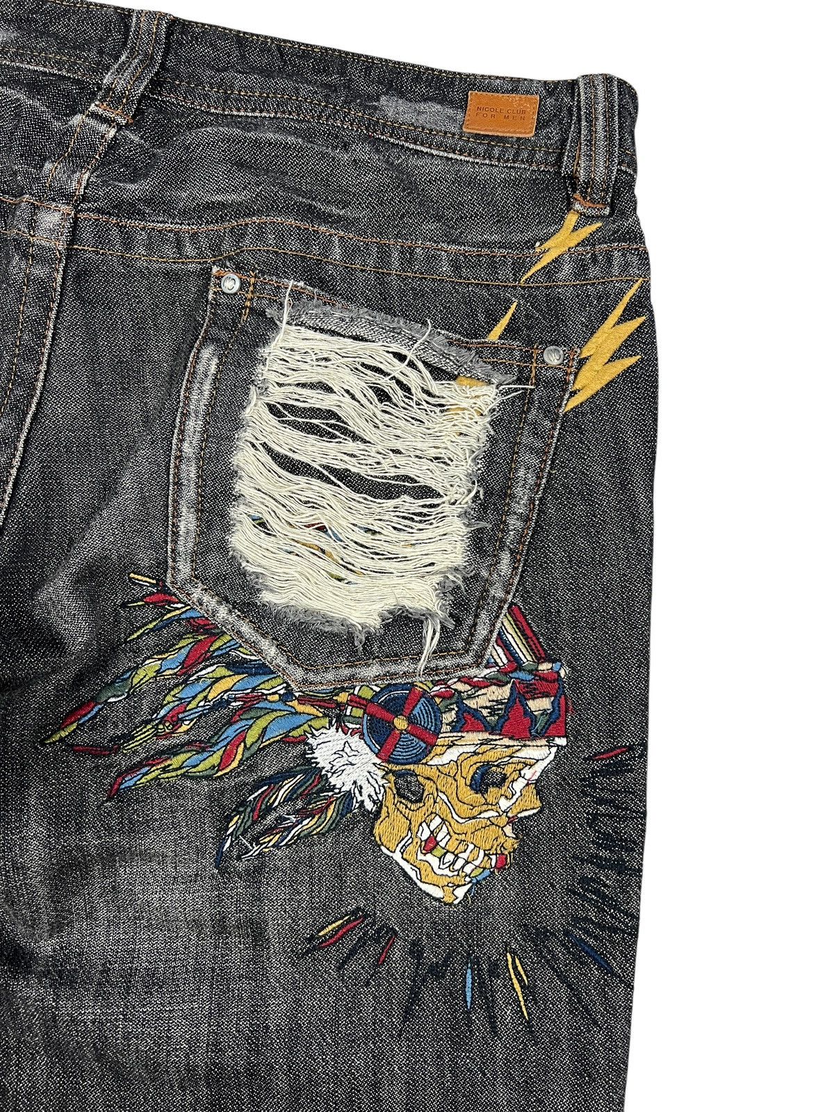 Japanese Brand × Nicole Club Nicole Club For Men Apache Skull Embroidery Flare Denim Size US 34 / EU 50 - 9 Thumbnail