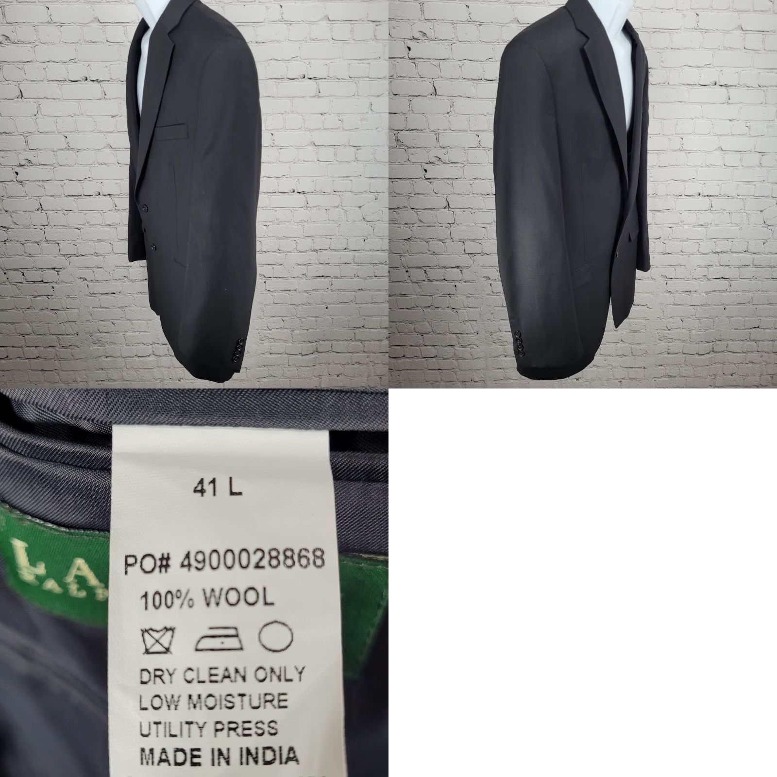 Ralph Lauren Lauren Ralph Lauren Black 100% Wool 2 Button Notch Vented Blazer 41L Men Size 42R - 9 Thumbnail