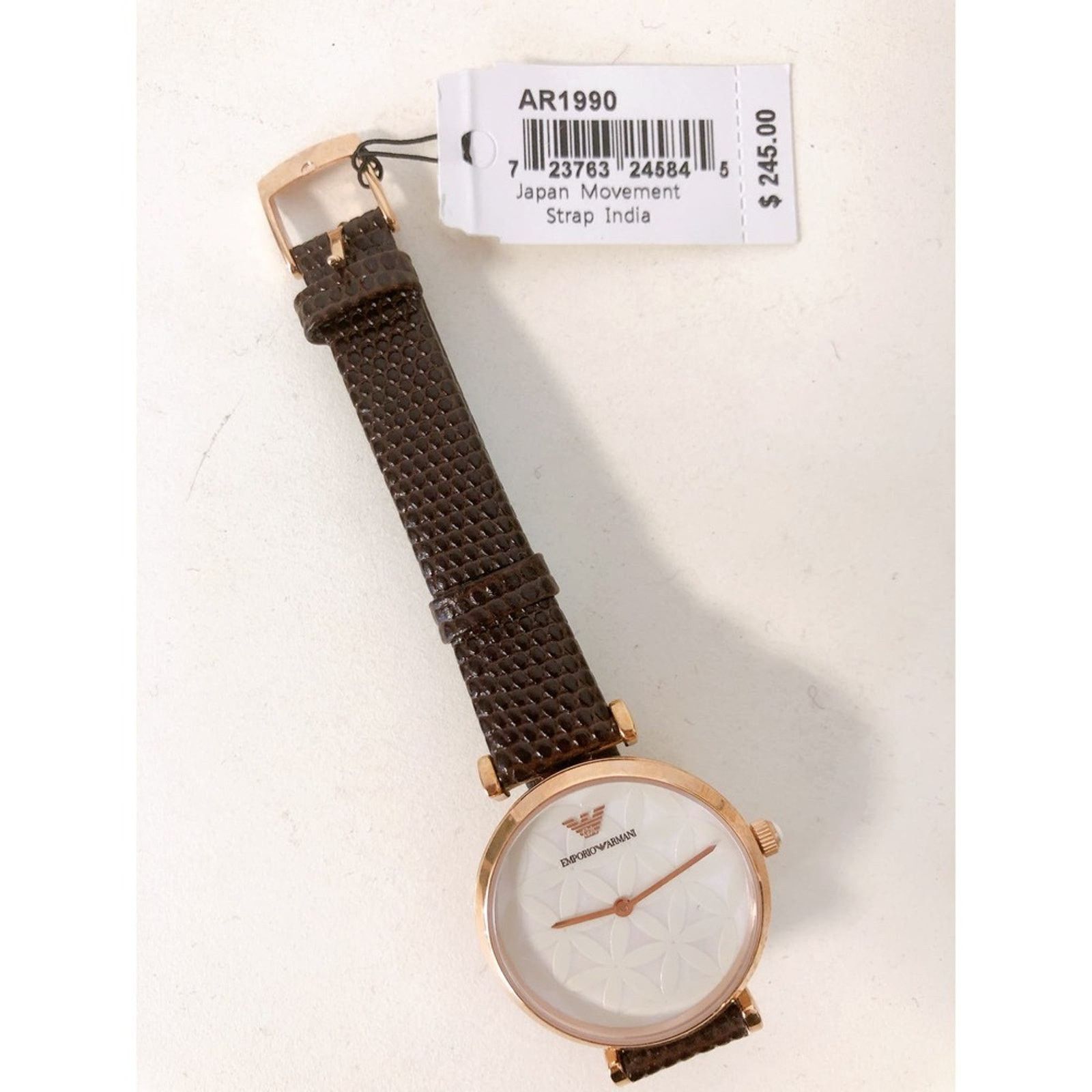 Emporio Armani Emporio Armani AR1990 Women's Two-Hand Brown Leather Watch Size ONE SIZE - 6 Thumbnail
