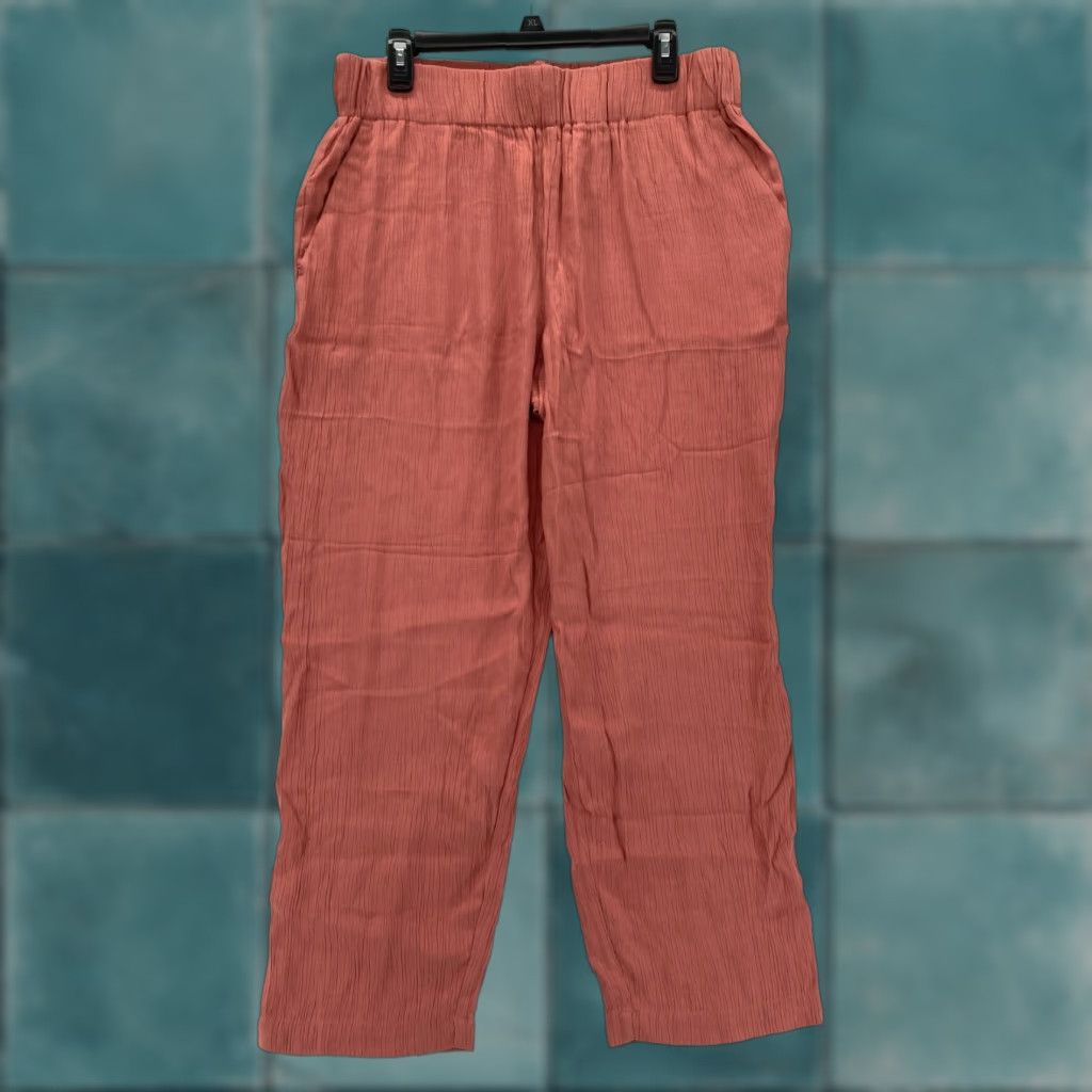 Loft LOFT Outlet Pants Women's Large Pull On High Rise Straight Red Stretch Fabric Size 36" / US 14 / IT 50 - 1 Thumbnail