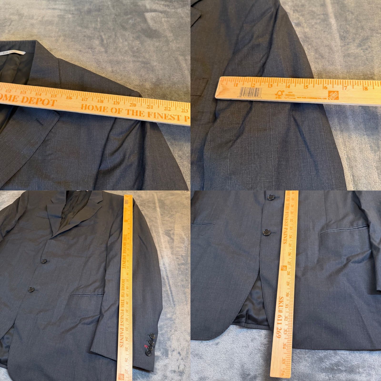 Canali VINTAGE Canali Charcoal Gray Pinstripe Suit Jacket Blazer NOTCH Not applicable? Size 46R - 8 Thumbnail