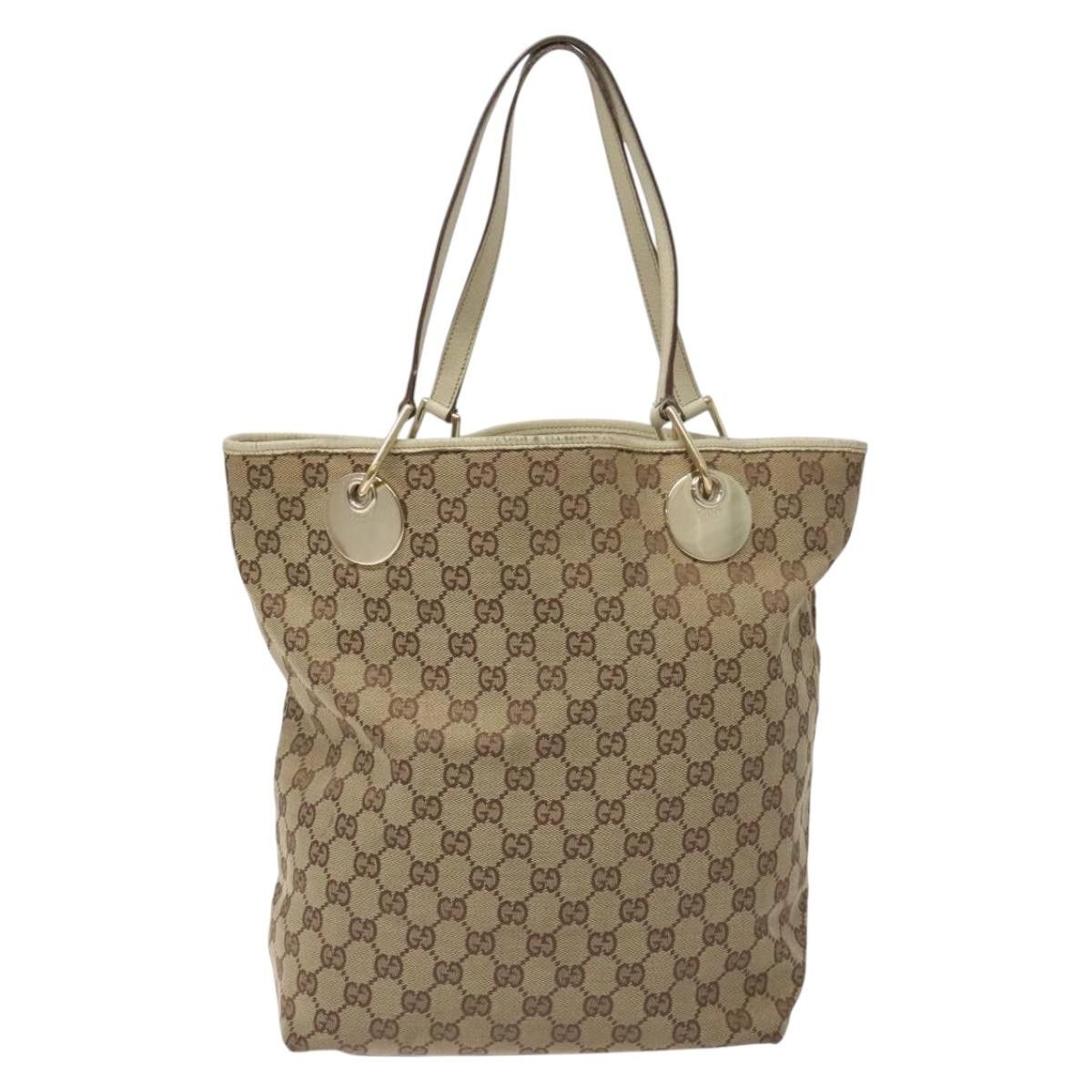 Gucci GUCCI GG Canvas Tote Bag Beige Gold Size ONE SIZE - 2 Thumbnail