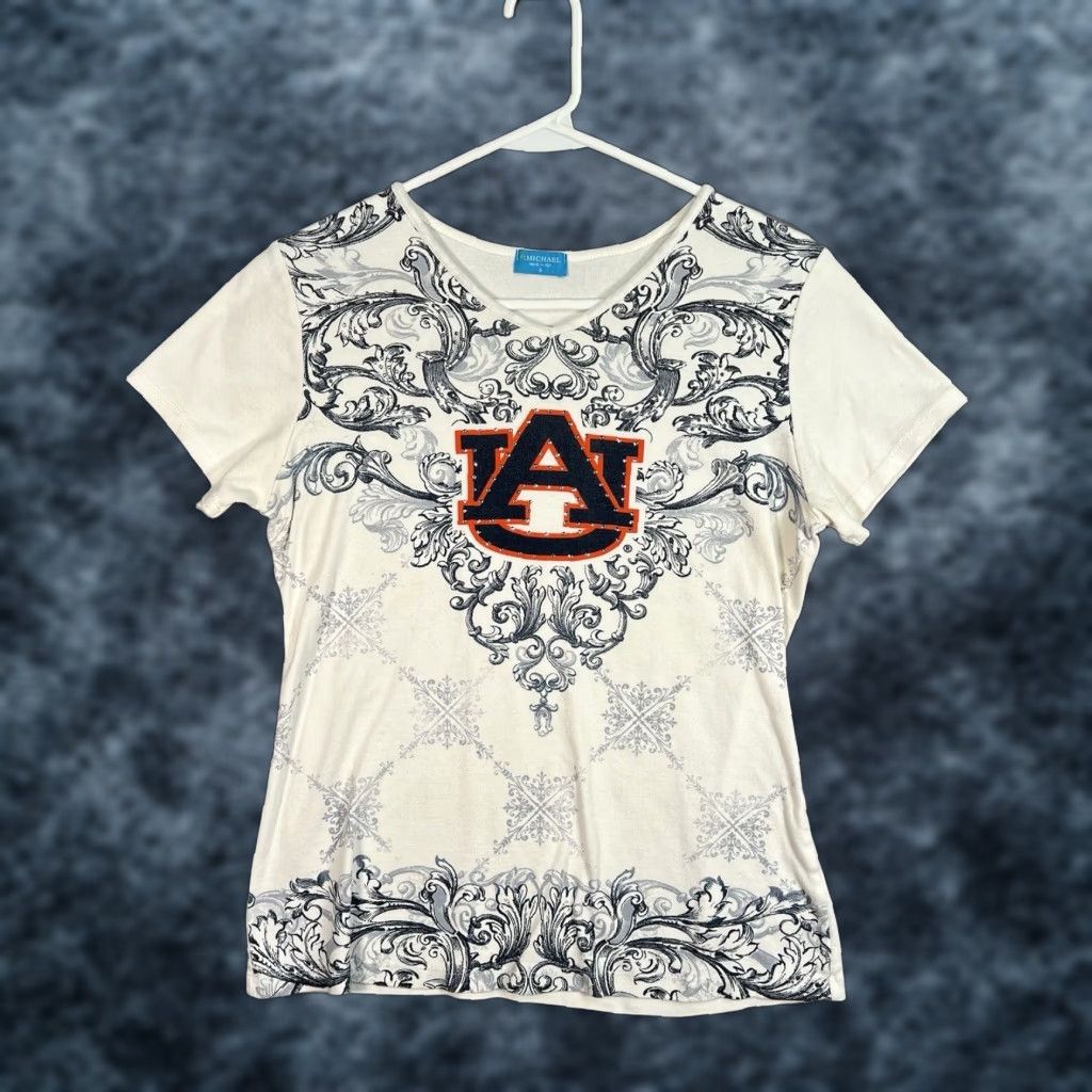 Vintage Auburn University Tigers T-Shirt P.Michael Women's Small White Made in USA Size S / US 4 / IT 40 - 1 Thumbnail