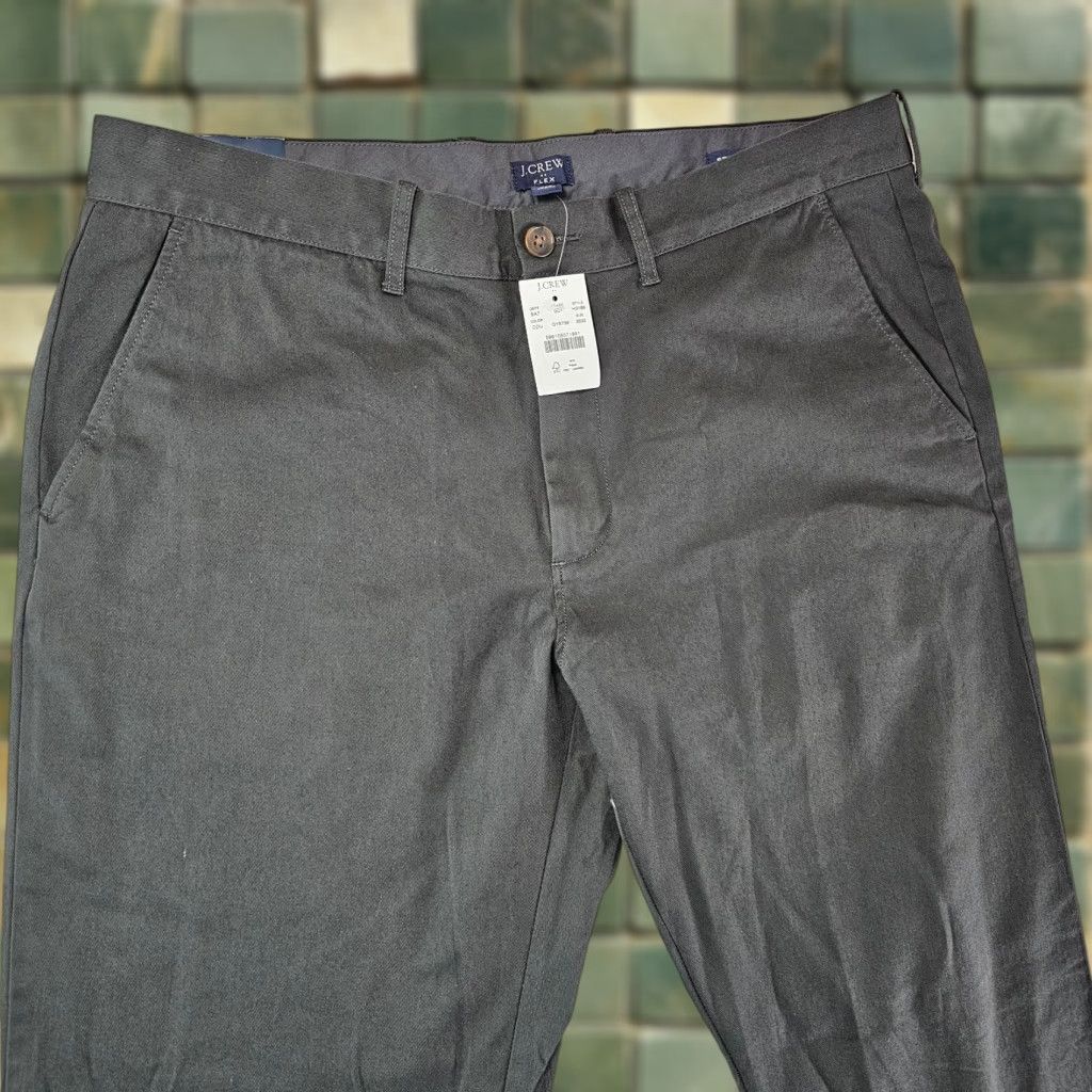 J.Crew J.CREW Chino Pants Mens 35x30 Dark Green Stretch Waist 35 Regular Straight Front Pockets Casual Preppy Size US 35 - 1 Thumbnail