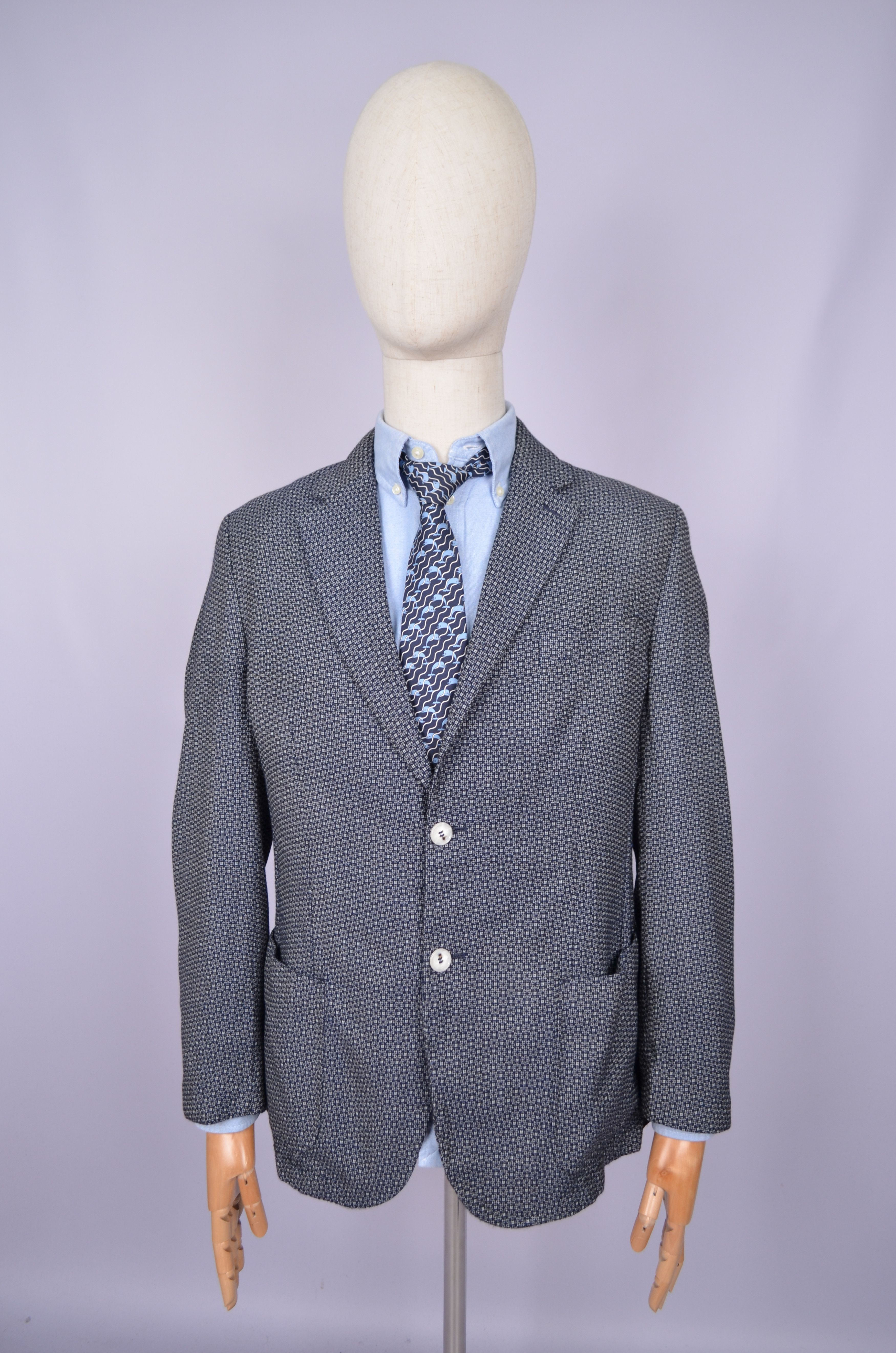 Designer Damat Guabello 100% Wool Knit White Blazer Jacket Size US42 Size 42R - 2 Thumbnail