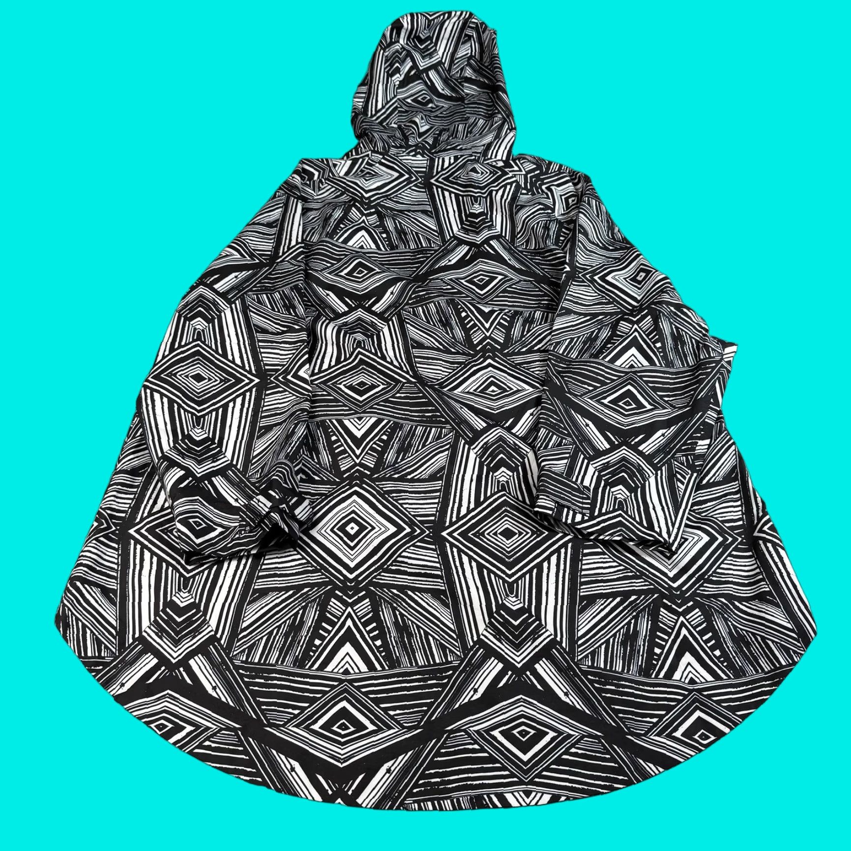 Sweaty Betty Sweaty Betty Womens One Size Black Geometric Hooded 1/2 Zip Windbreaker Jacket Size ONE SIZE - 1 Thumbnail