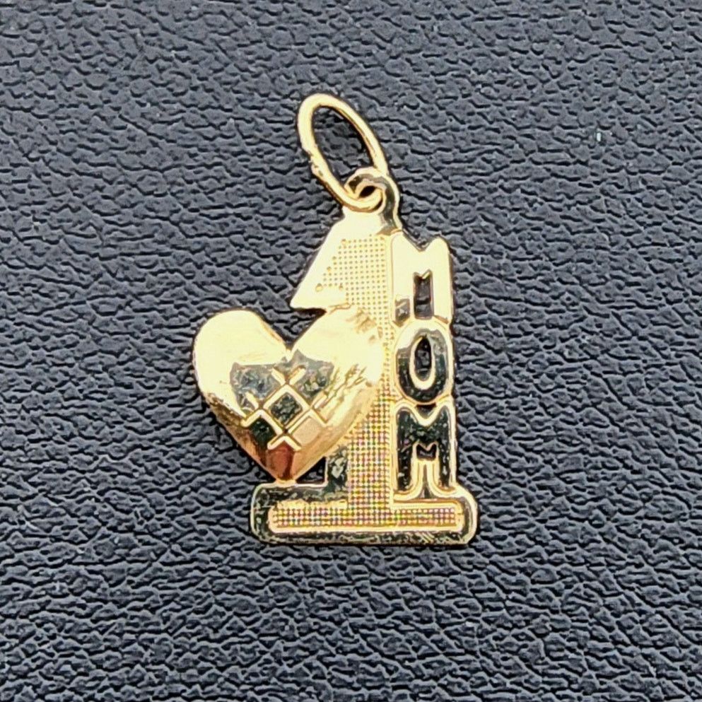 Vintage Vintage #1 MOM 14k Yellow Gold Heart Charm Pendant Size ONE SIZE - 2 Thumbnail