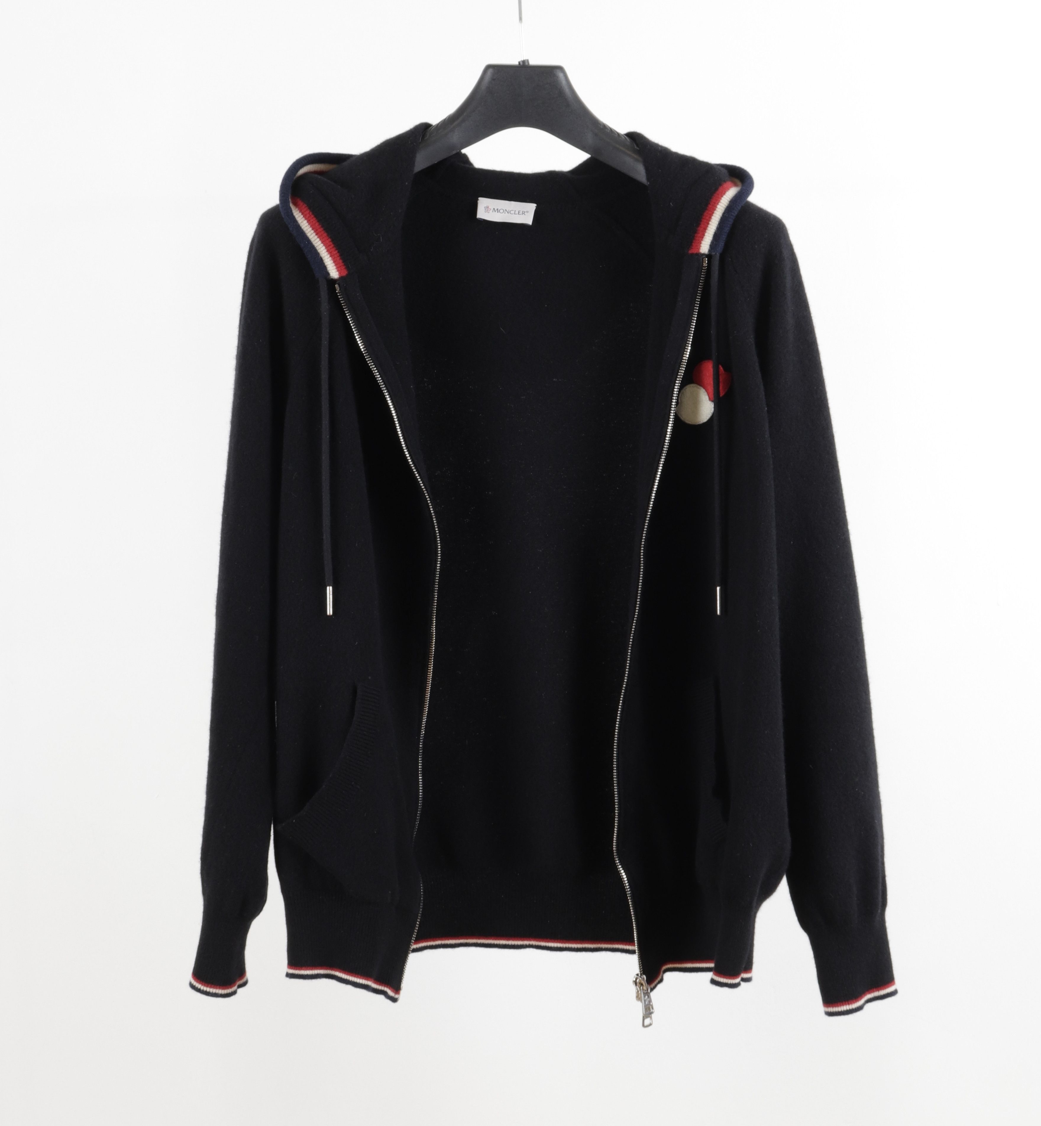 Moncler Moncler Big Logo Wool Black Hooded Zip Up Cardigan Size US S / EU 44-46 / 1 - 8 Thumbnail