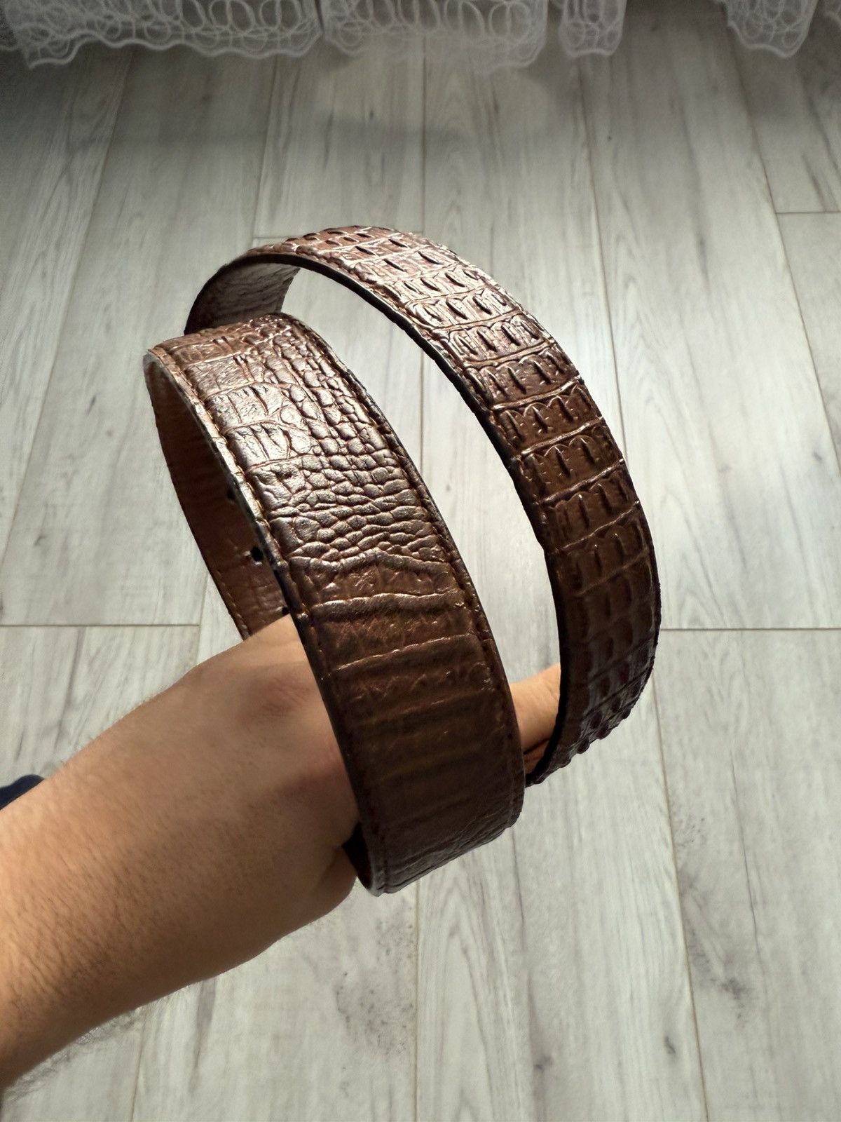 Leather Aligator skin leather belt Size ONE SIZE - 5 Thumbnail