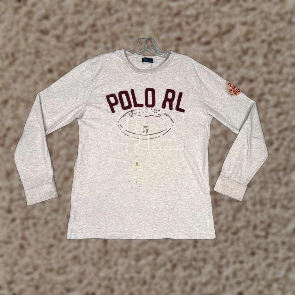 Ralph Lauren Polo Ralph Lauren Shirt Men Small Gray Spellout Logo Crew Long Sleeve #42 READ Size US S / EU 44-46 / 1 - 1 Thumbnail
