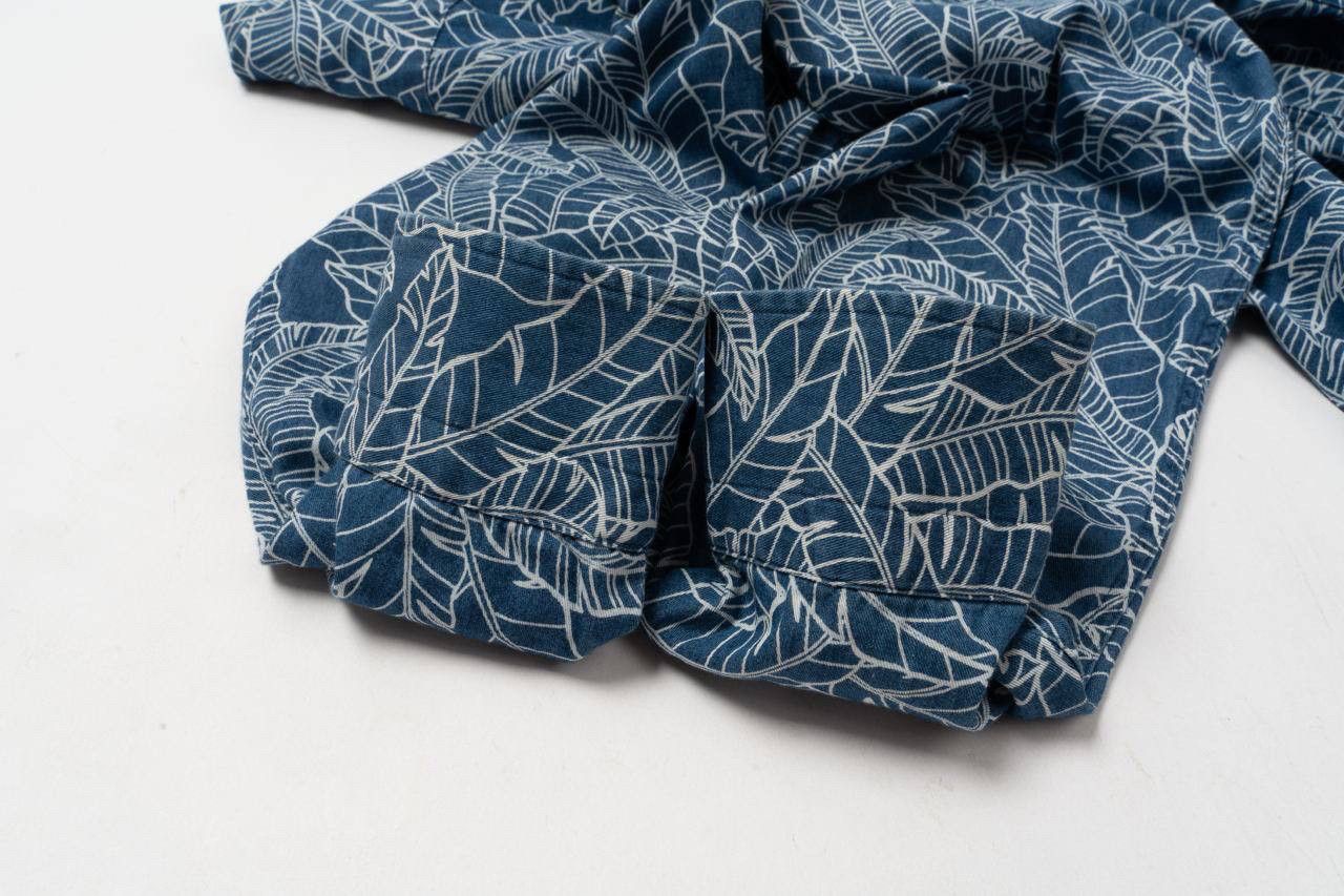 Gant 🔵 GANT Seasonal Indigo Blue Leaf Print Long Sleeve shirt Size US XL / EU 56 / 4 - 10 Thumbnail