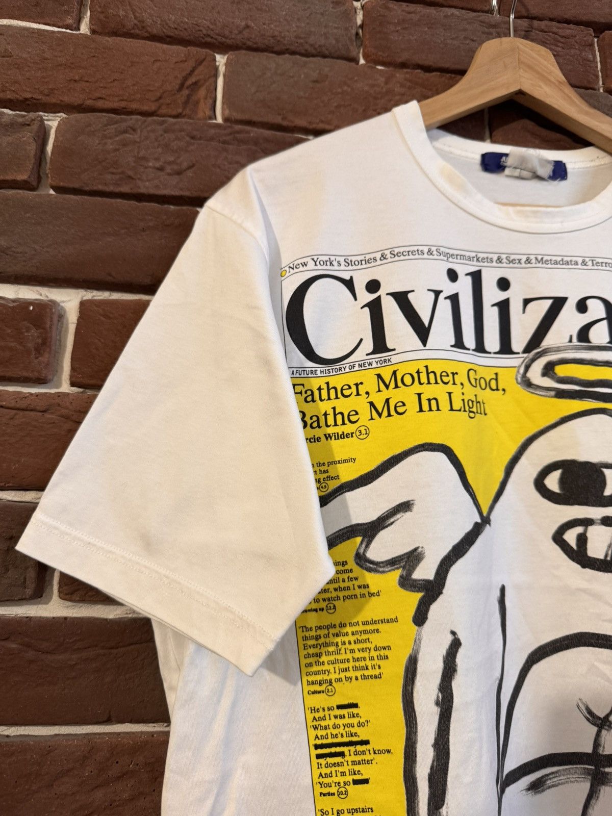 Comme des Garcons SHIRT × Japanese Brand × Junya Watanabe CDG Junya Watanabe Civilization T shirt Japanese Hype L Whit Size US L / EU 52-54 / 3 - 4 Thumbnail