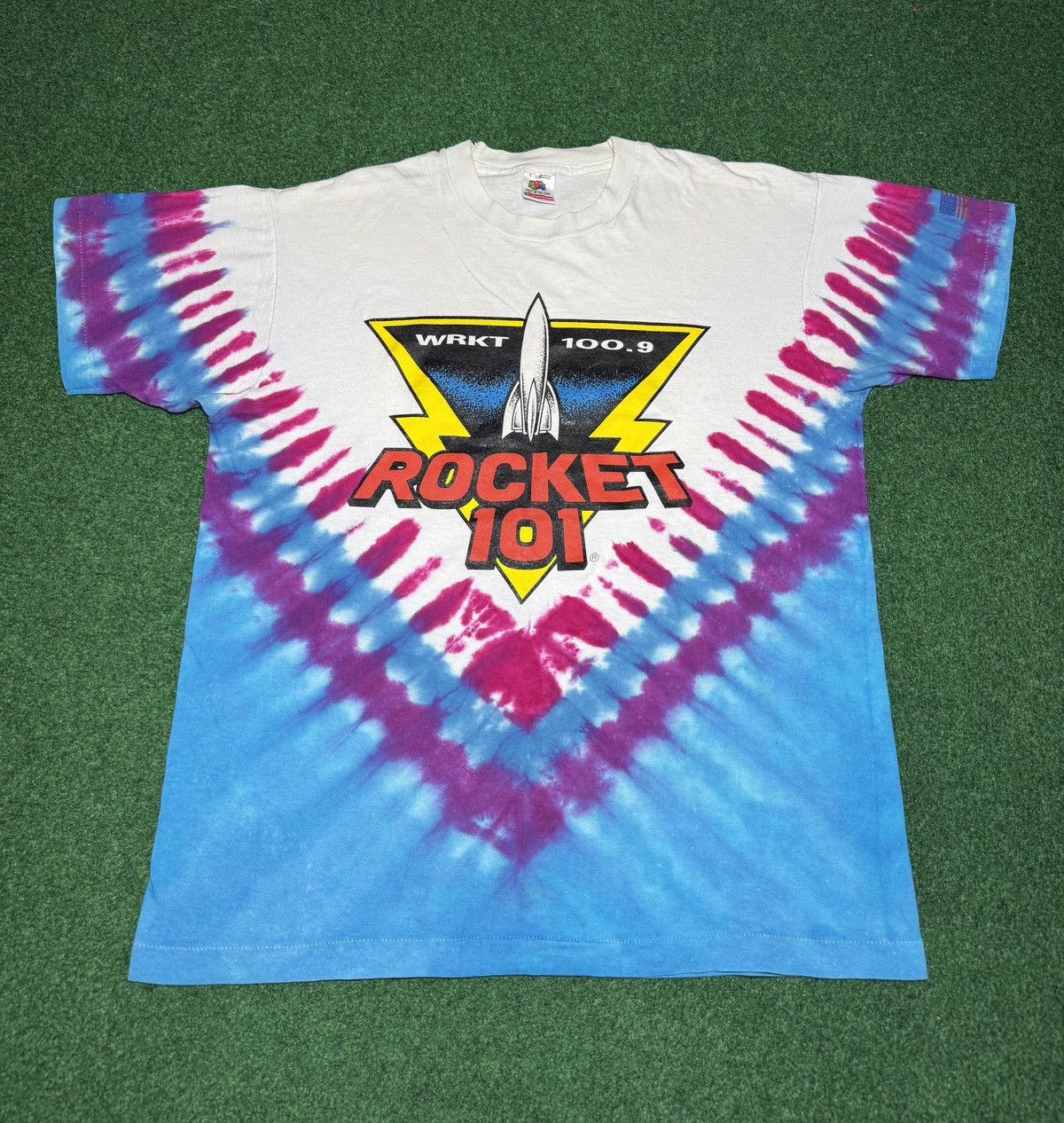 Vintage 90s Rocket 101 Rock N Roll Radio Tie Dye T Shirt