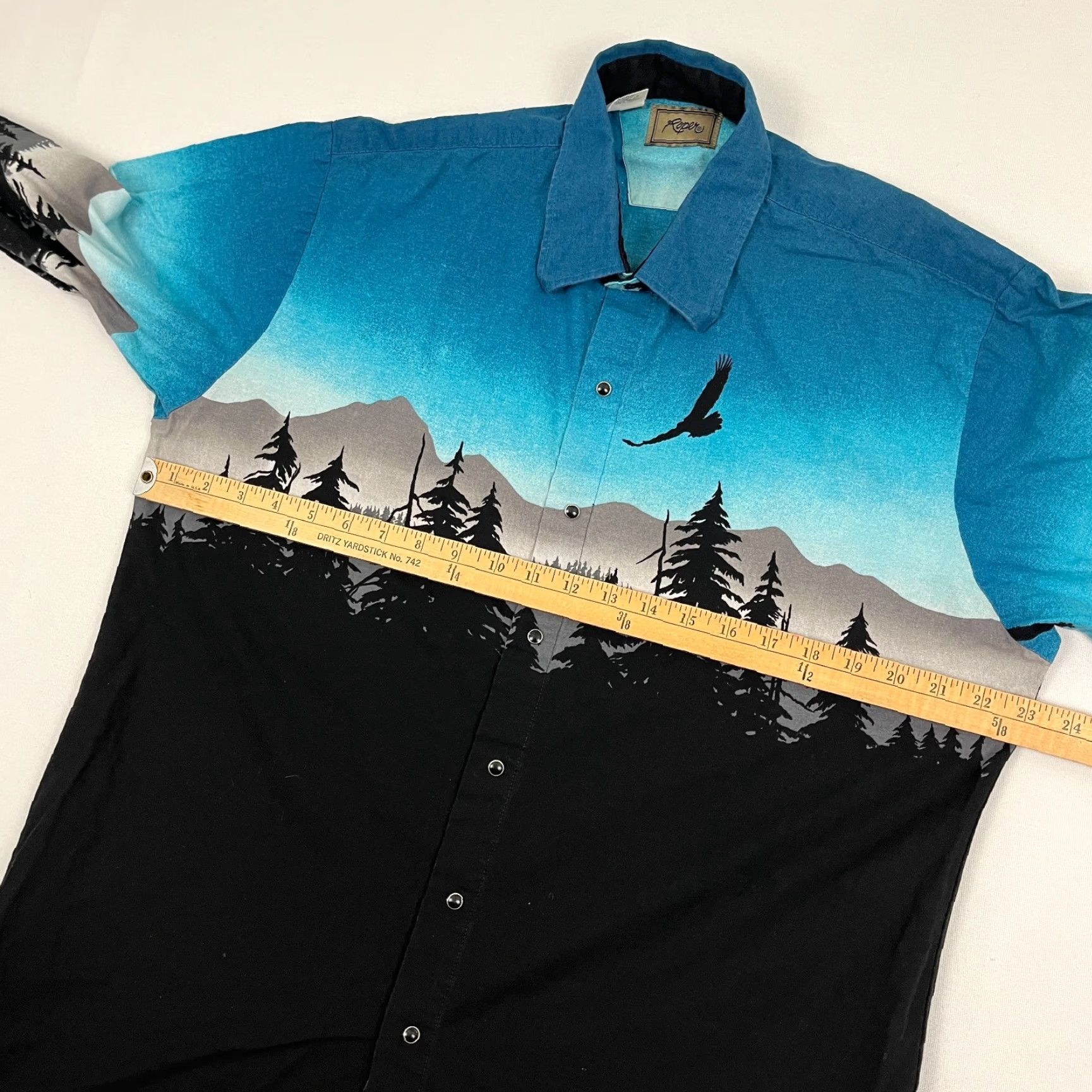 Roper VTG Roper Shirt Men L Blue Pearl Snap Scenic Landscape Eagle Western Rockability Shirt Size US L / EU 52-54 / 3 - 5 Thumbnail