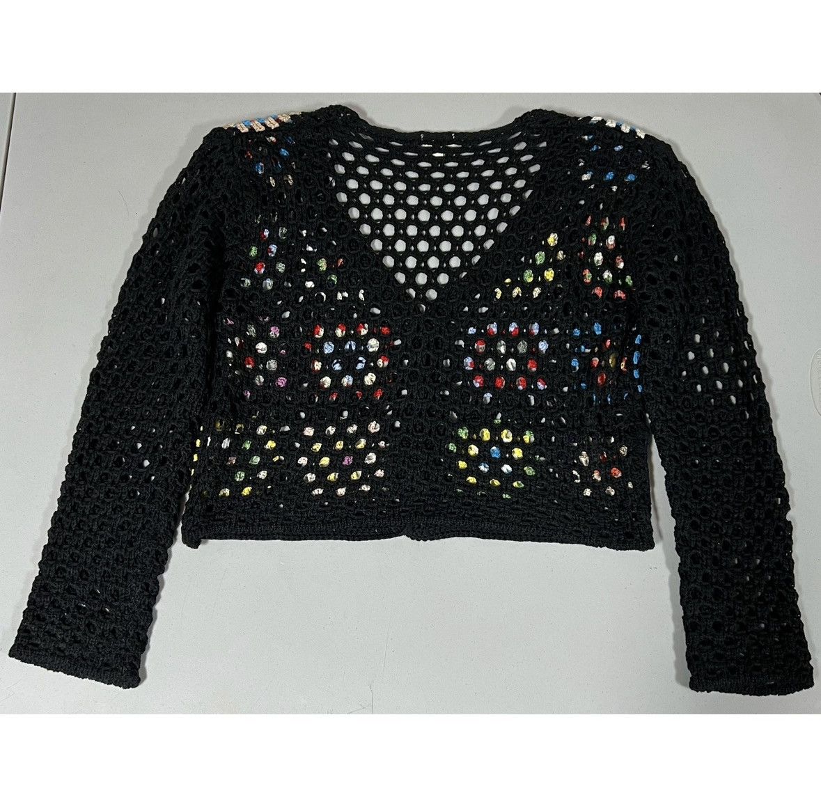 Debut Black Mandala Boho Crochet Knit Sweater Cardigan Size M ❤️✨ Size M / US 6-8 / IT 42-44 - 6 Thumbnail