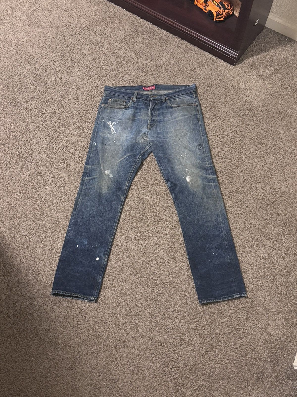 Supreme 2018 Painted Supreme Selvedge Denim 14oz Size US 34 / EU 50 - 1 Thumbnail