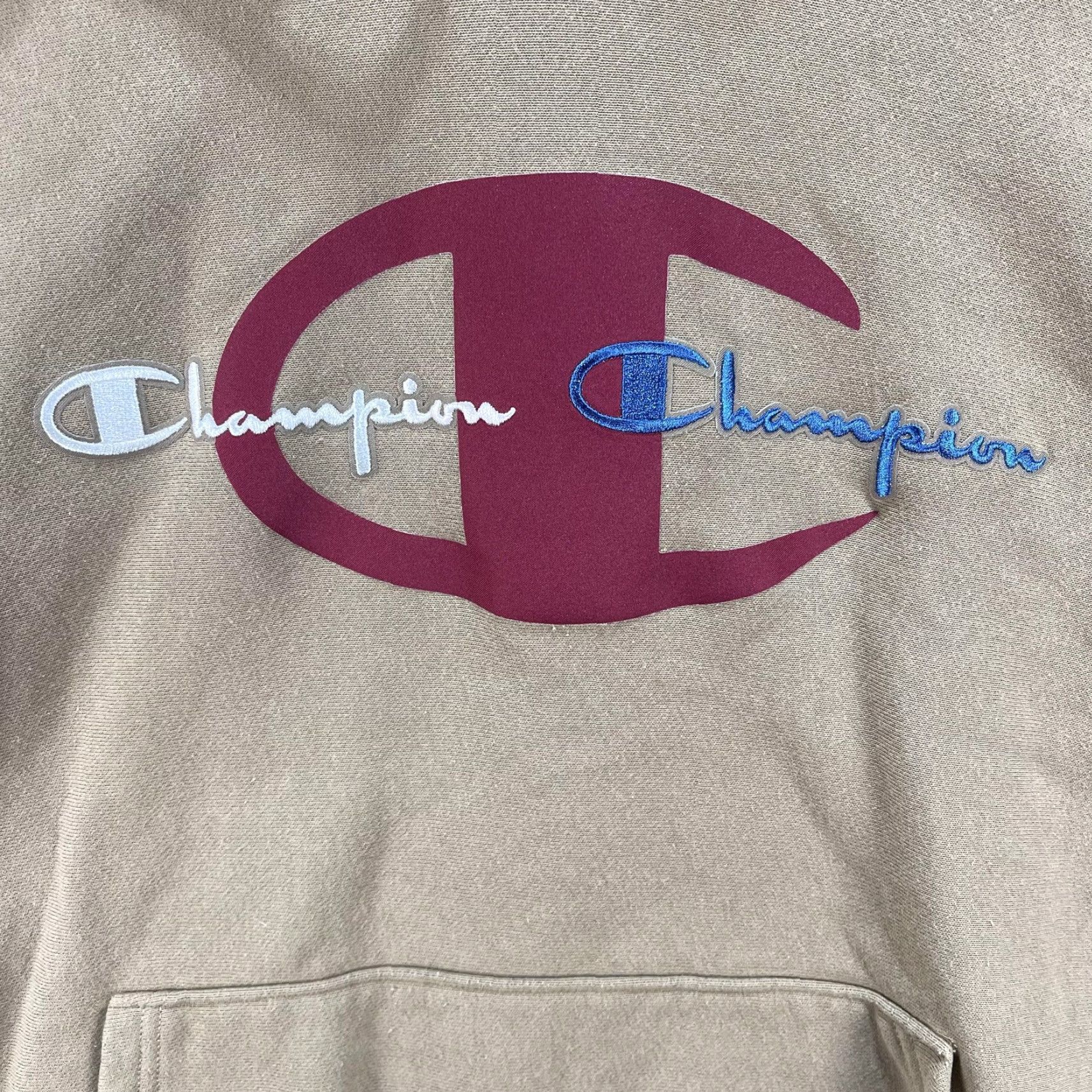 Champion Champion Reverse Weave Hoodie Mens Large Tan Pullover Script Logo Embroidered Hoodie Size US L / EU 52-54 / 3 - 3 Thumbnail