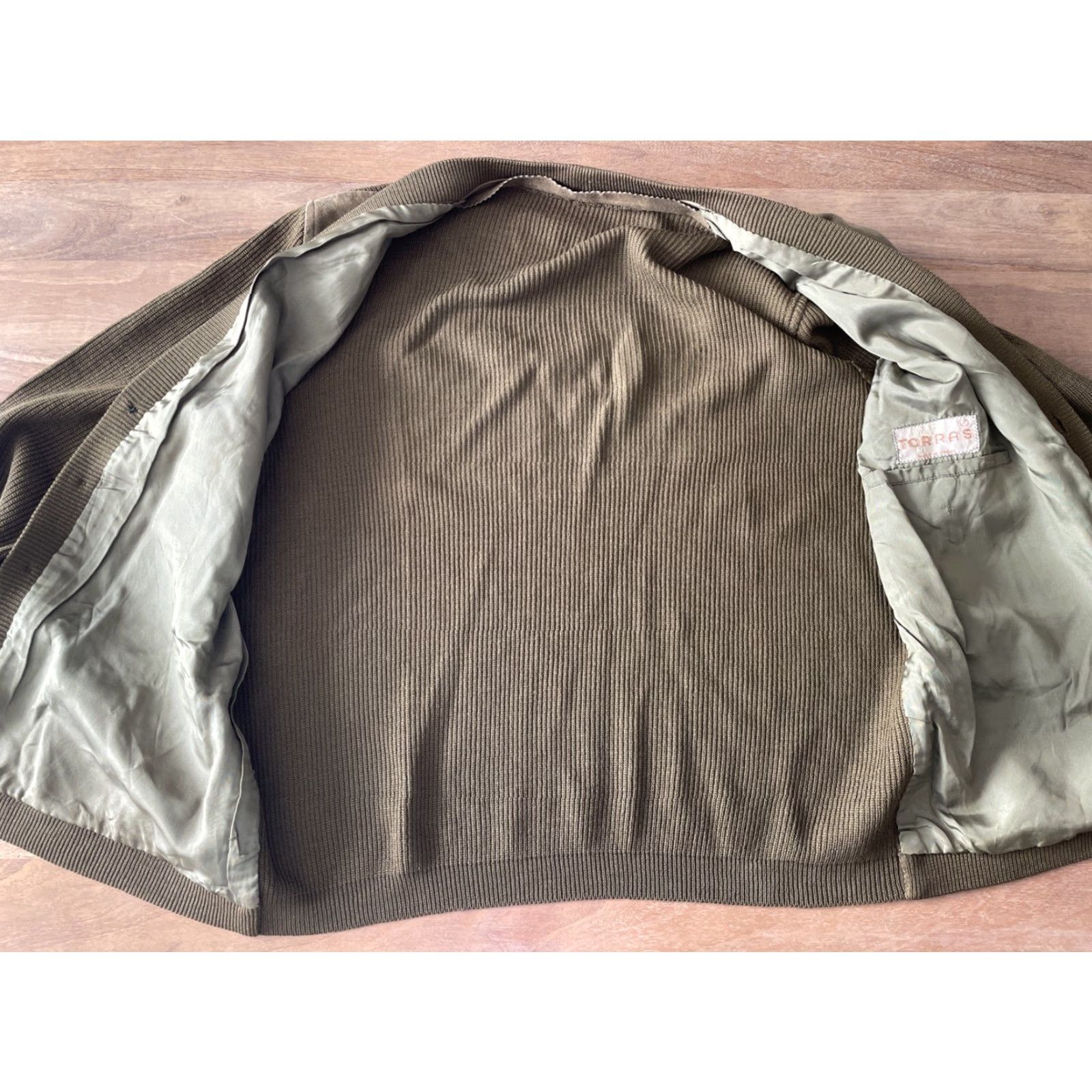 Vintage VINTAGE Torras Cardigan Men’s Sweater Jacket 60s 70s 80s Grandpa Knit Leather/Cotton Green L XL Boys, Womens, Mens Size US L / EU 52-54 / 3 - 3 Thumbnail
