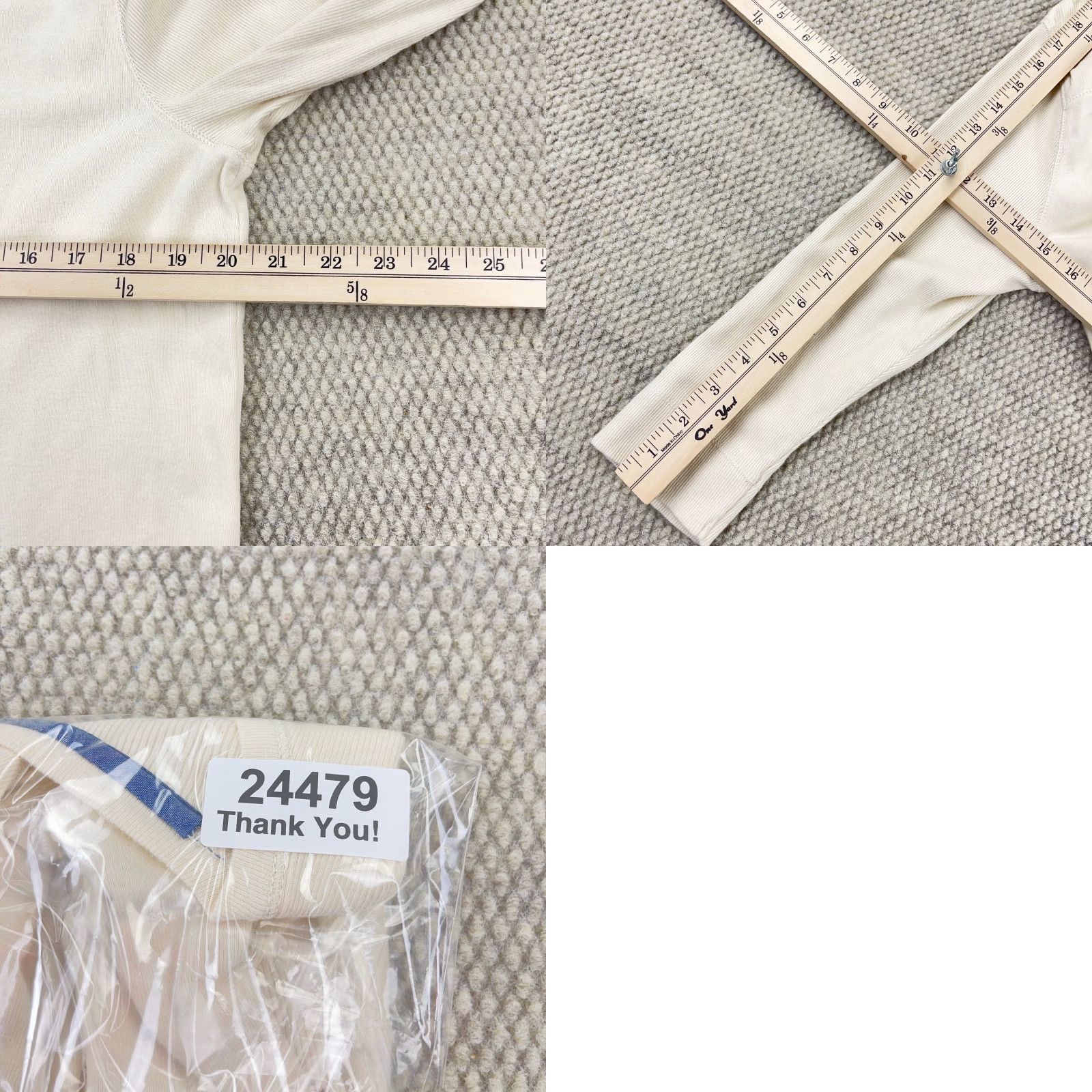 Ralph Lauren Vintage Ralph Lauren Women’s Henley Shirt 1X Cream White Cotton Thermal Casual Easy Care Size XL / US 12-14 / IT 48-50 - 8 Thumbnail