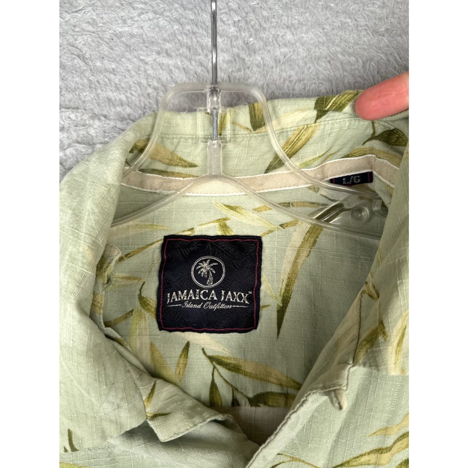 Vintage Jamaica Jaxx Shirt Men Large Green Leaf Floral Hawaiian 100% Silk Button Up Size US L / EU 52-54 / 3 - 7 Thumbnail