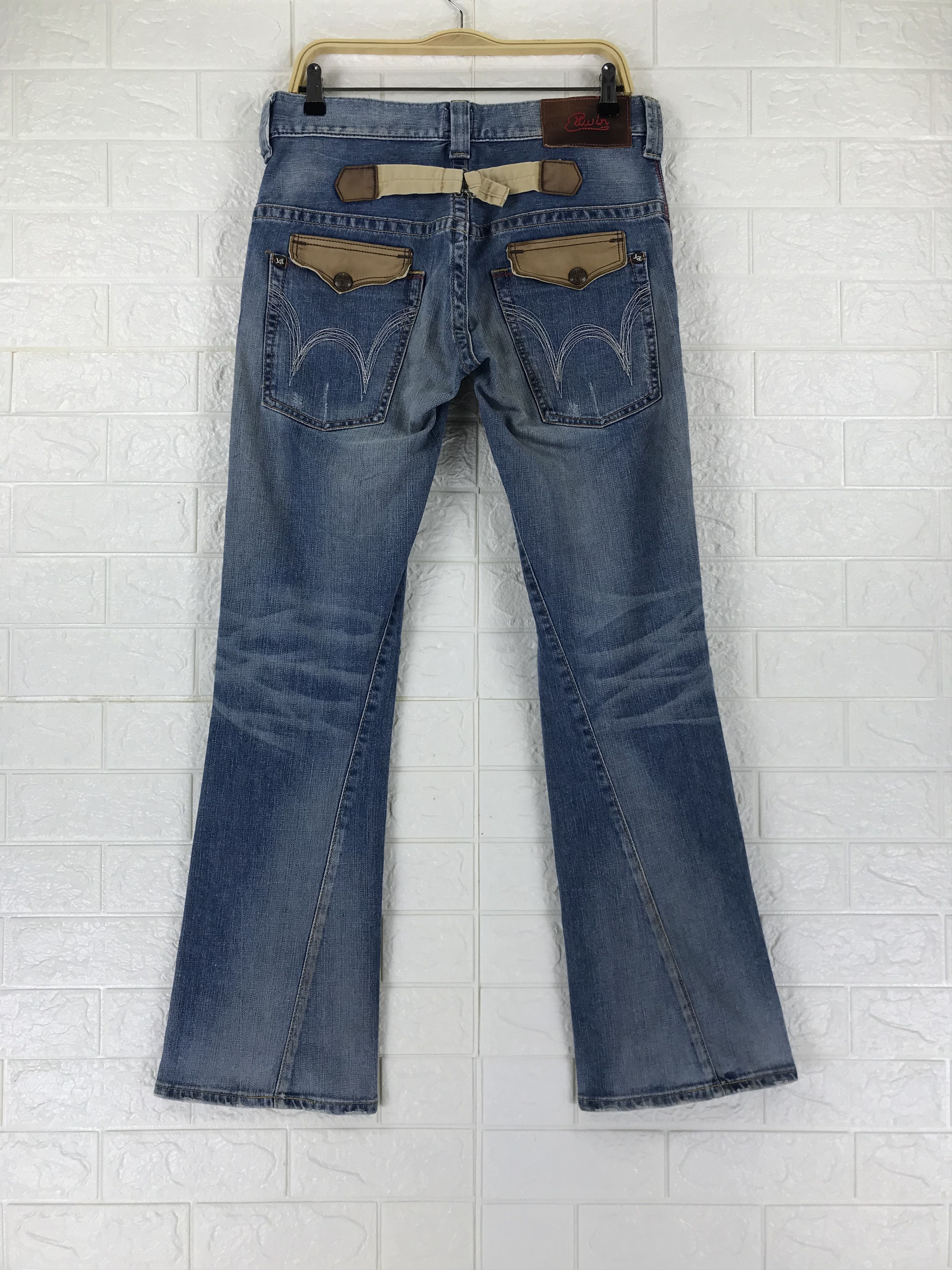 Edwin Vintage Edwin Cowboy Leather Buckle Back Flare Jeans Size US 32 / EU 48 - 1 Thumbnail