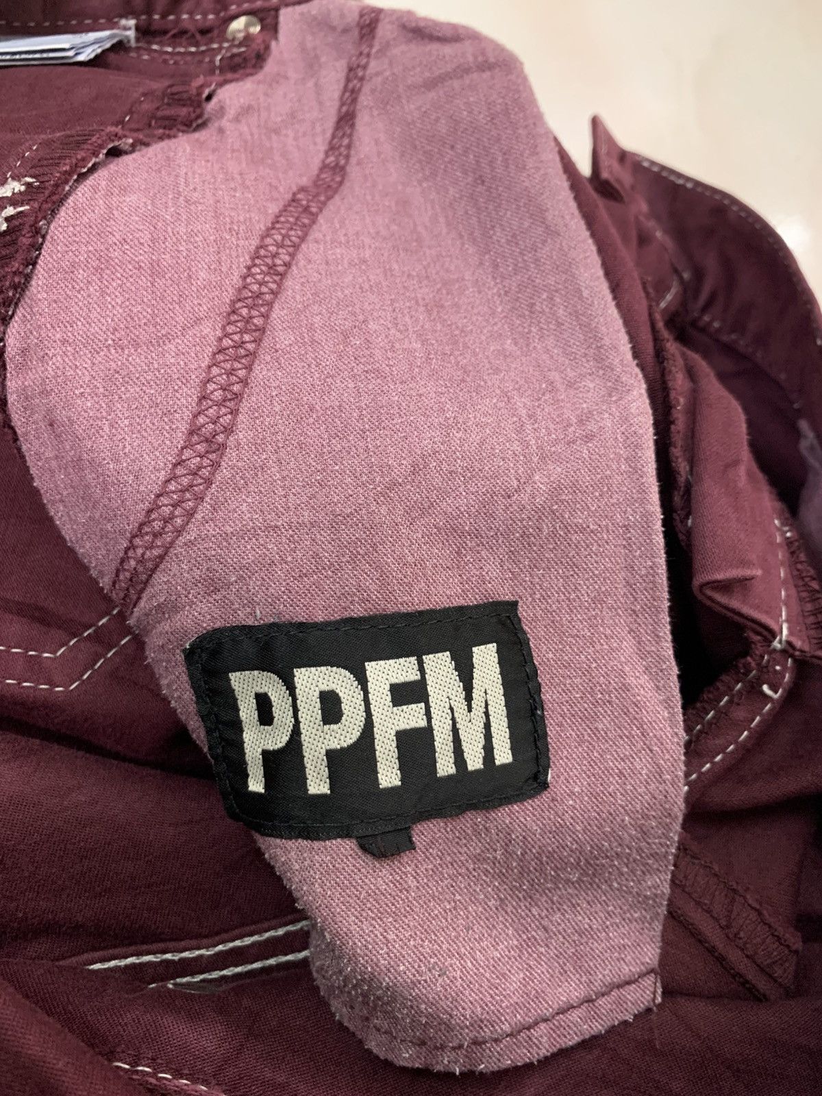 Japanese Brand PPFM Techwear Y2K MAROON LOW RISE FLARE PANT Size US 34 / EU 50 - 3 Thumbnail