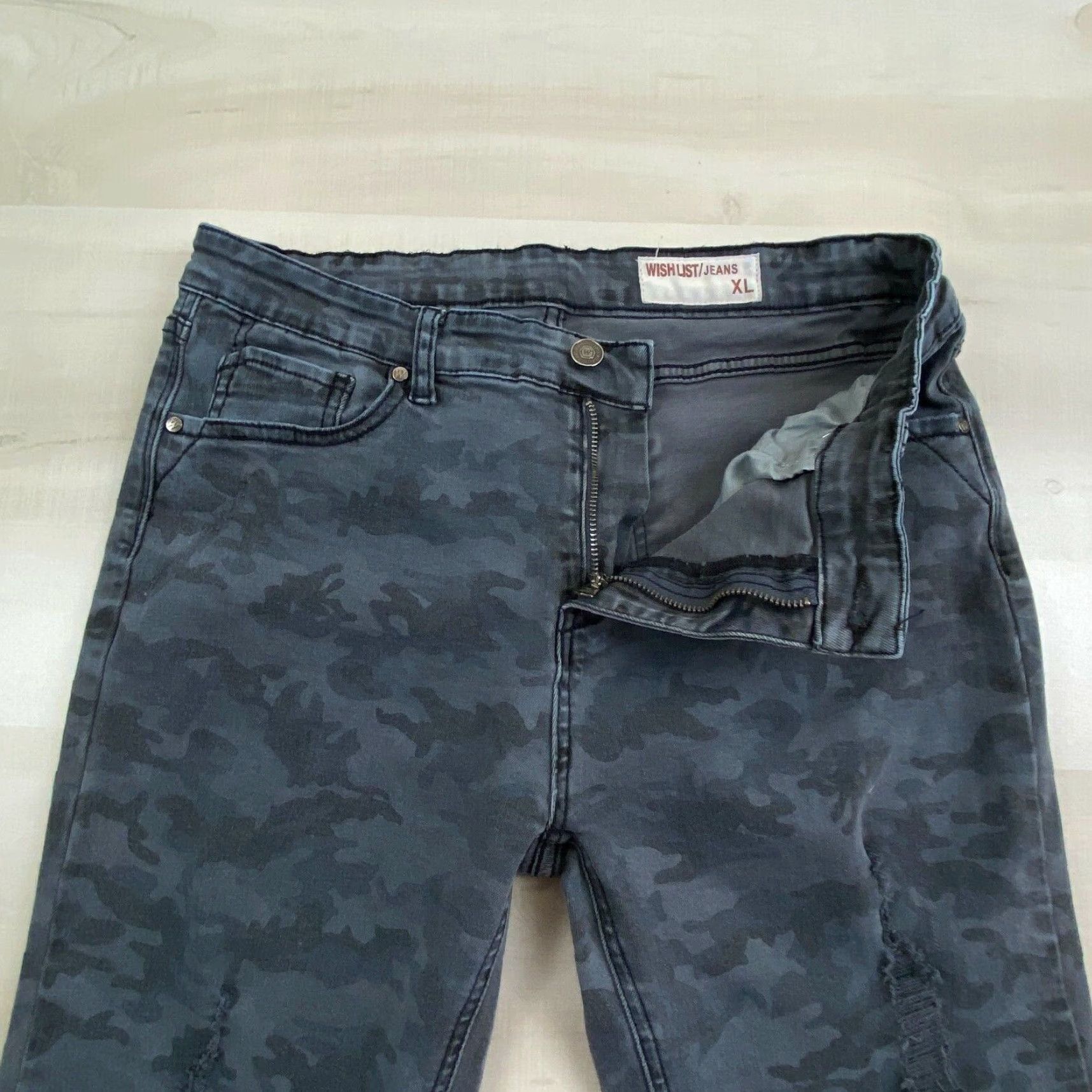 Vintage Wish List Womens Skinny Jeans XL Extra Large Gray Camo Distressed Size 40" / US 18 - 3 Thumbnail