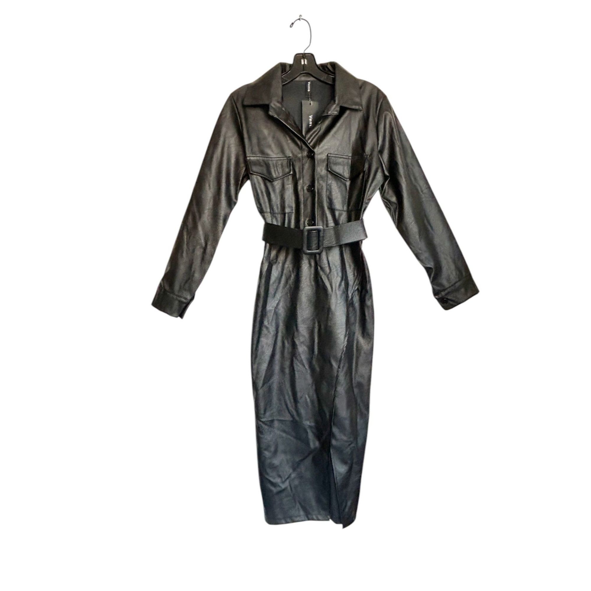 Other Venti6 Faux Leather Long Sleeve Button Belted Midi Dress in Size S / US 4 / IT 40 - 1 Thumbnail